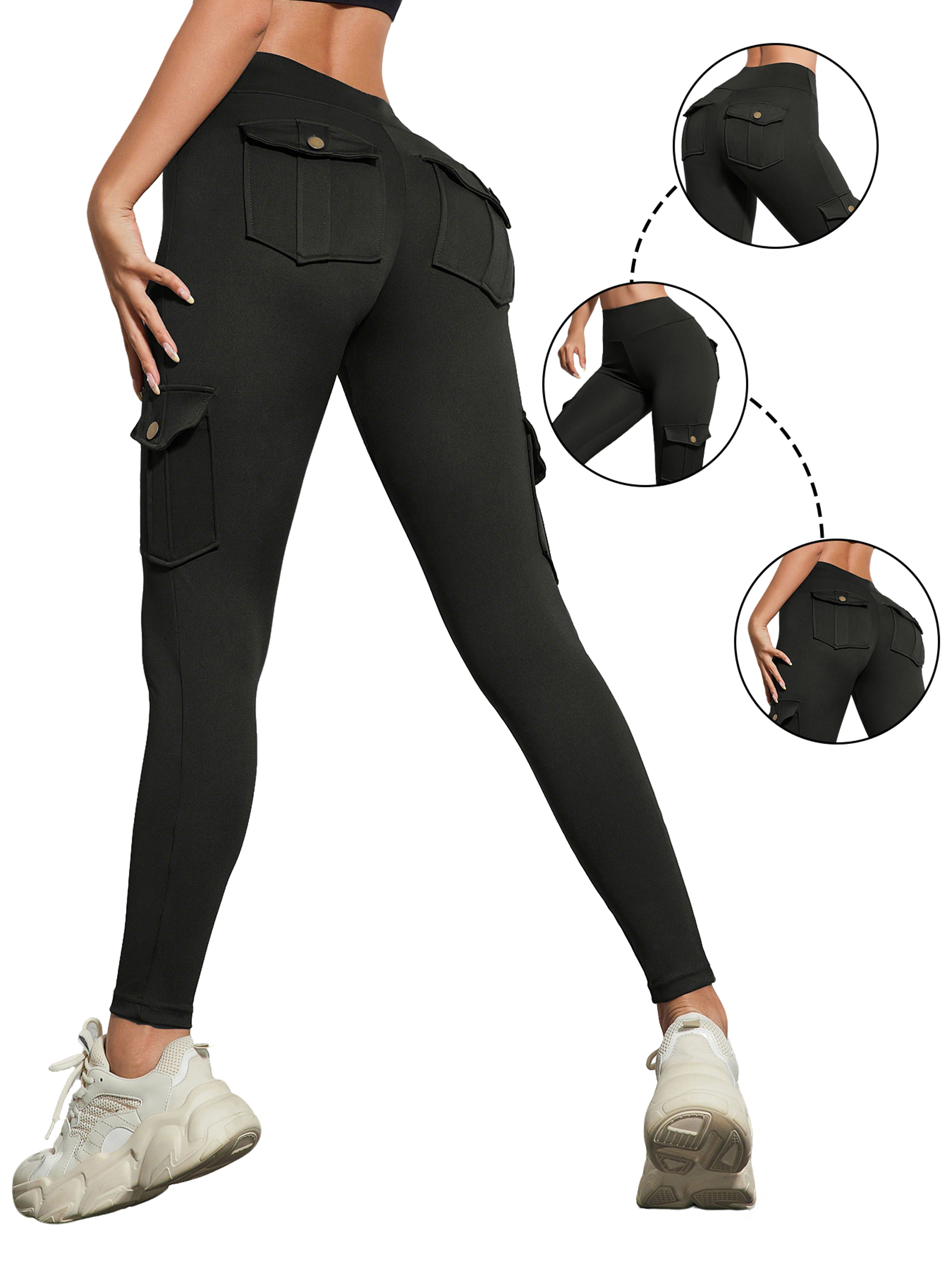 Womens HighStretch ButtLifting Leggings With Washed Print And Pockets 6