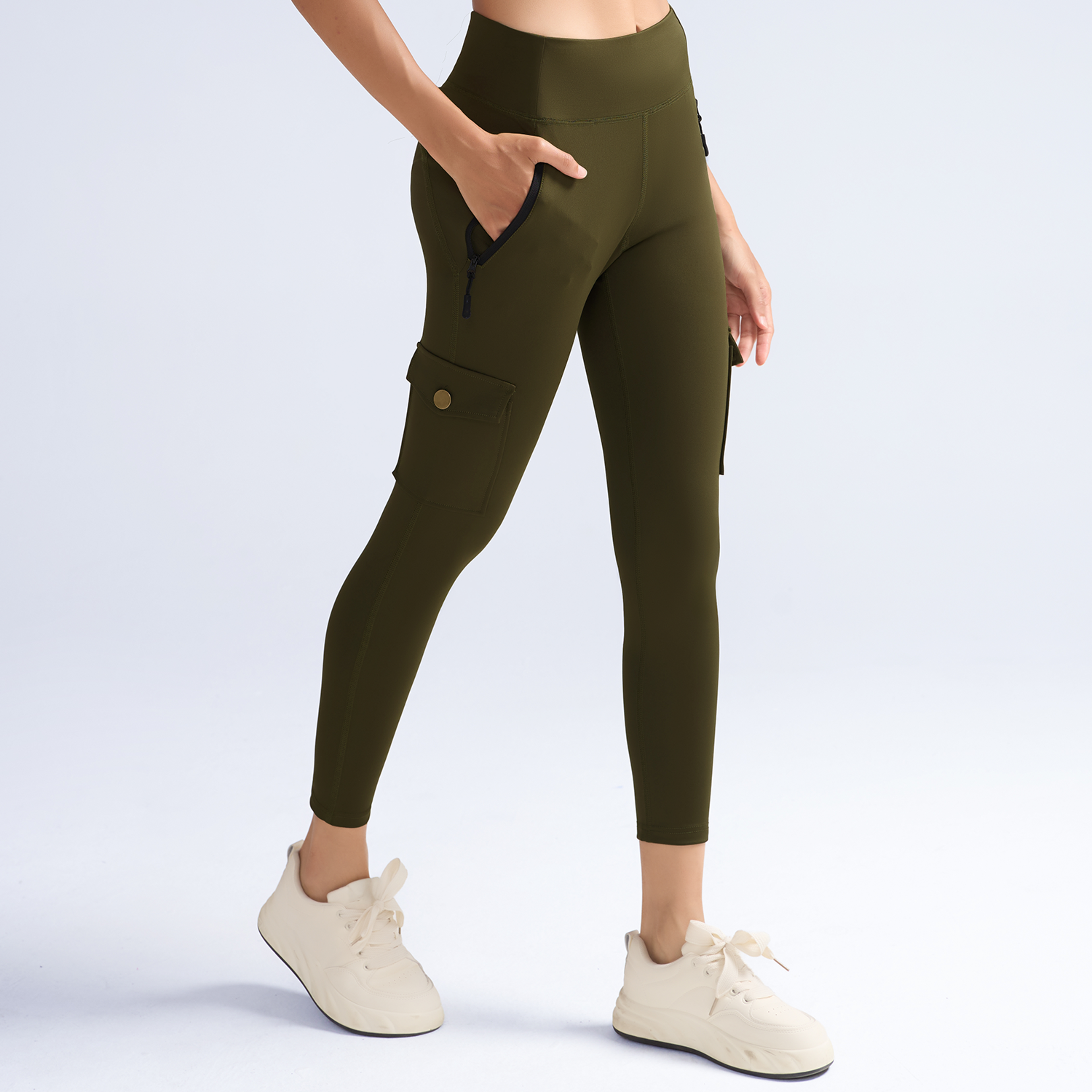 Womens HighStretch ButtLifting Leggings With Washed Print And Pockets 8