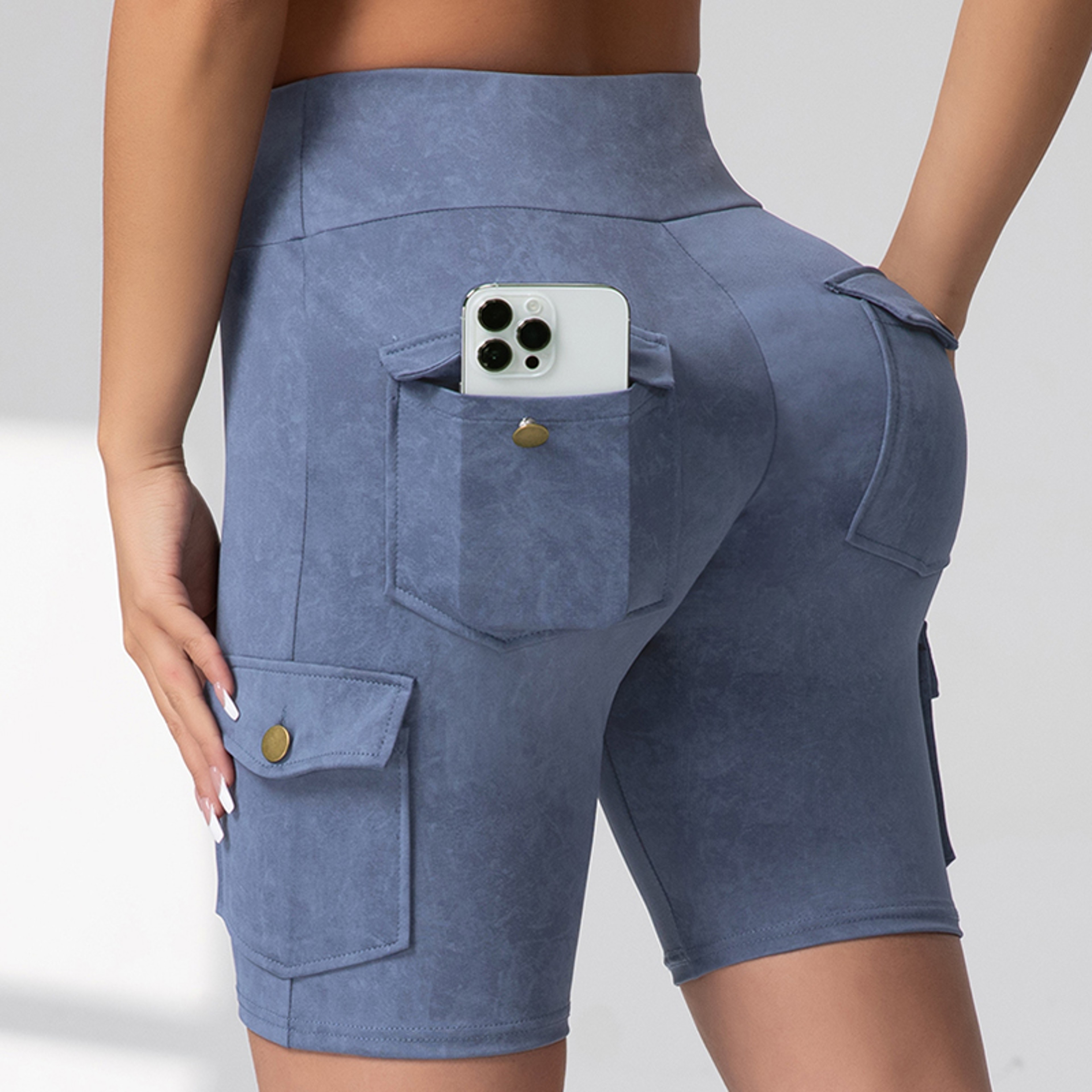 Womens HighStretch ButtLifting Leggings With Washed Print And Pockets 9
