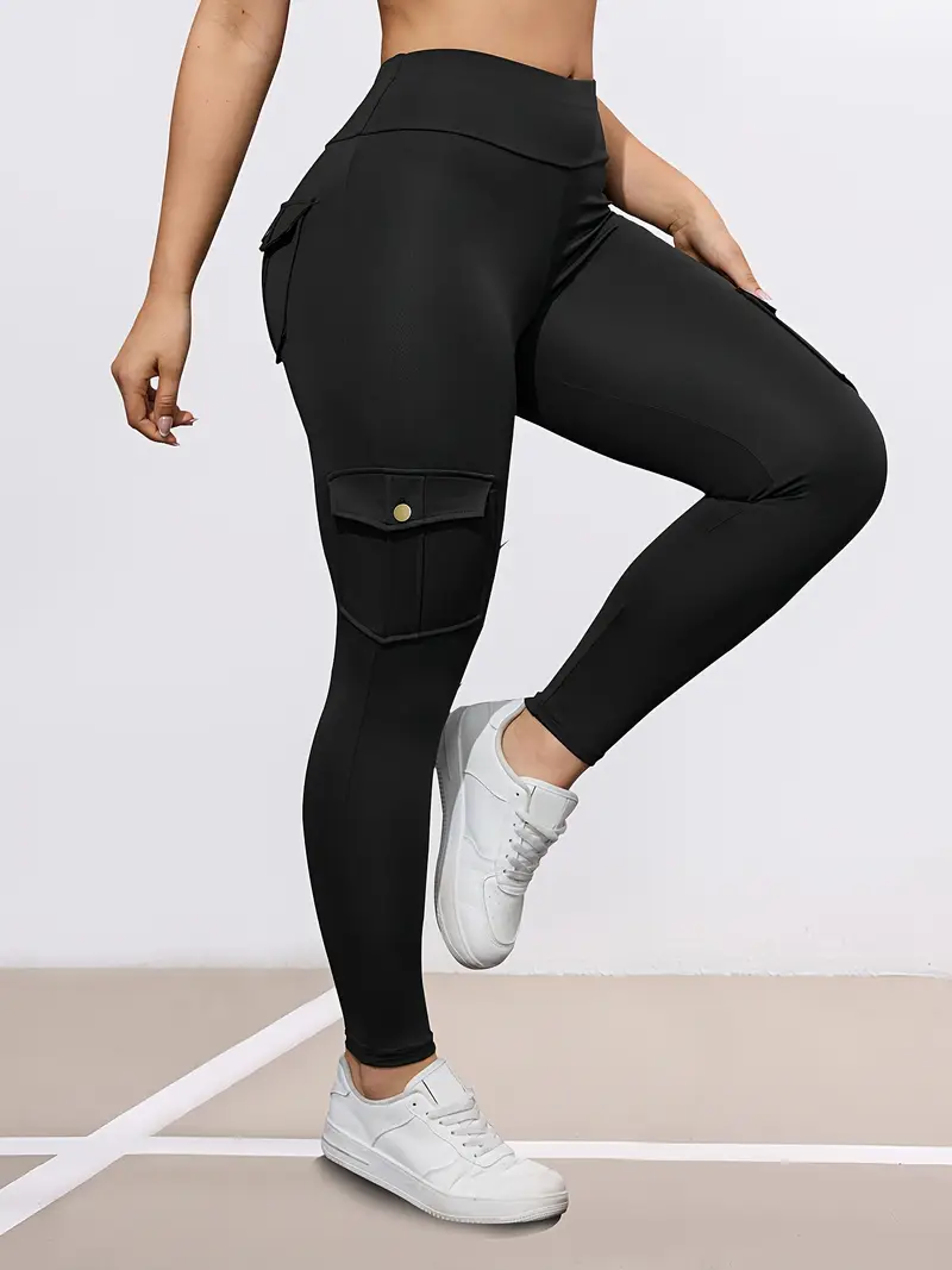 Womens HighStretch ButtLifting Leggings With Washed Print And Pockets 14