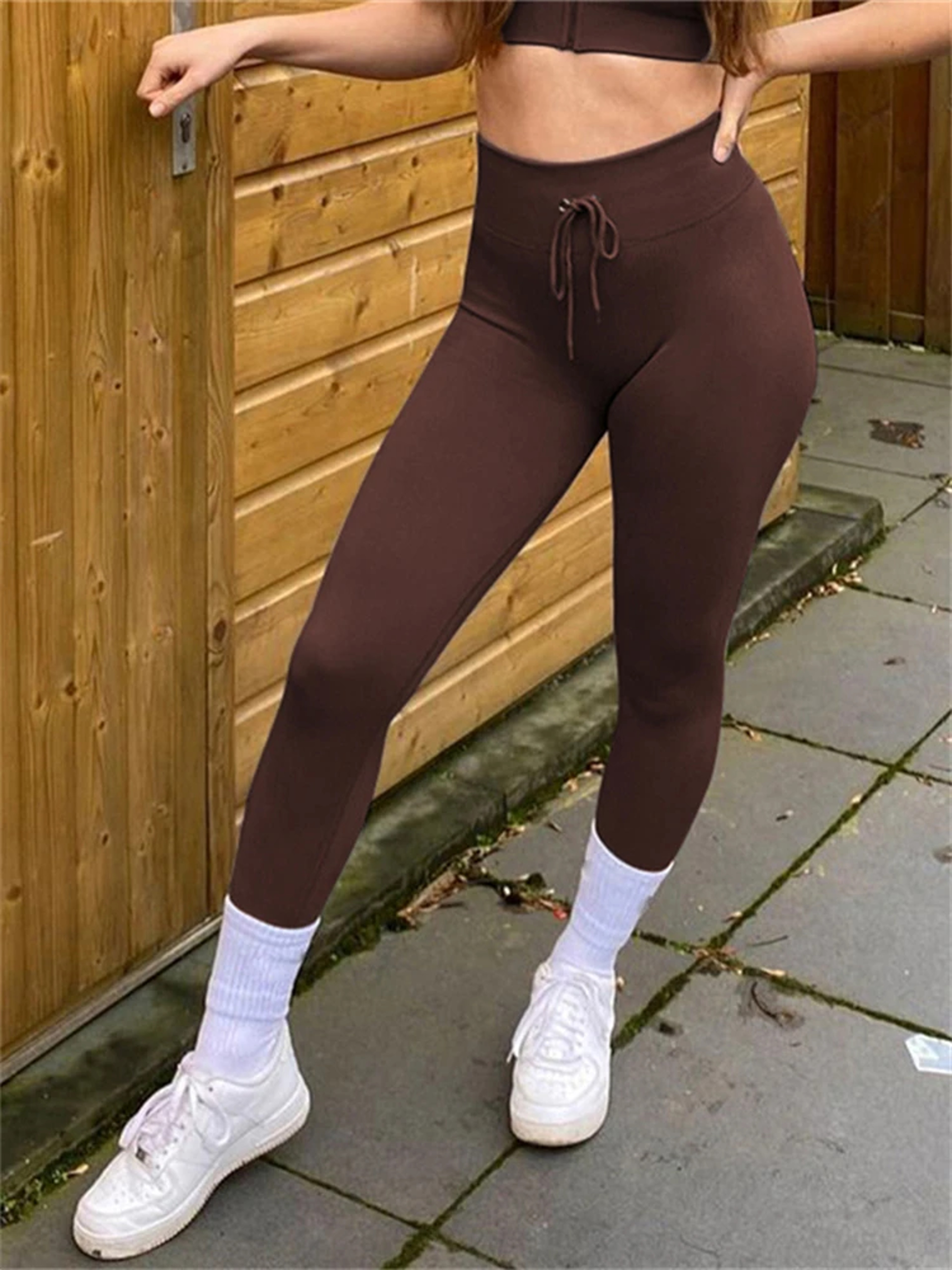 Womens Seamless Ribbed Yoga Leggings HighWaisted Booty Lifting Workout Pants 3