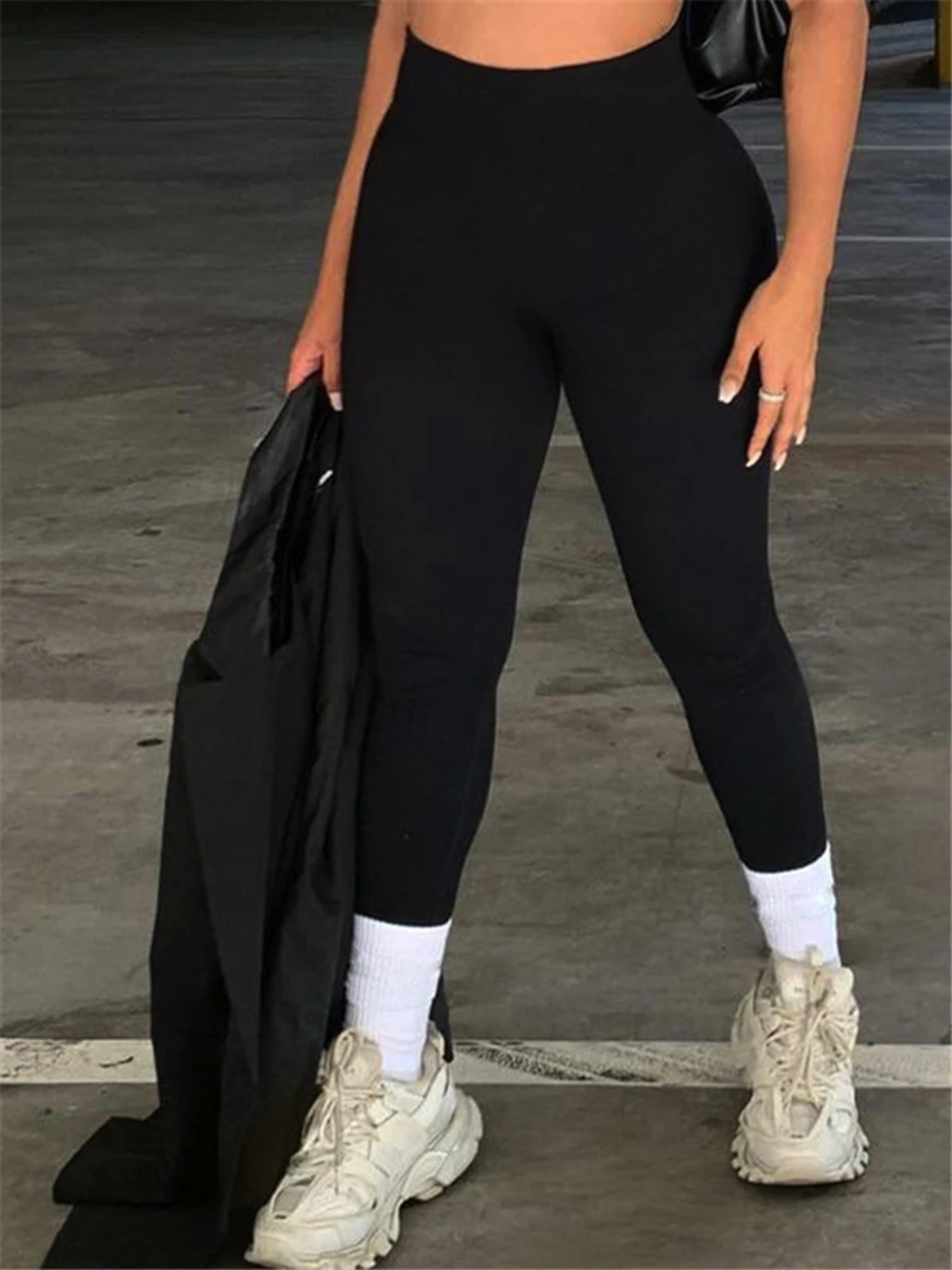 Womens Seamless Ribbed Yoga Leggings HighWaisted Booty Lifting Workout Pants 0