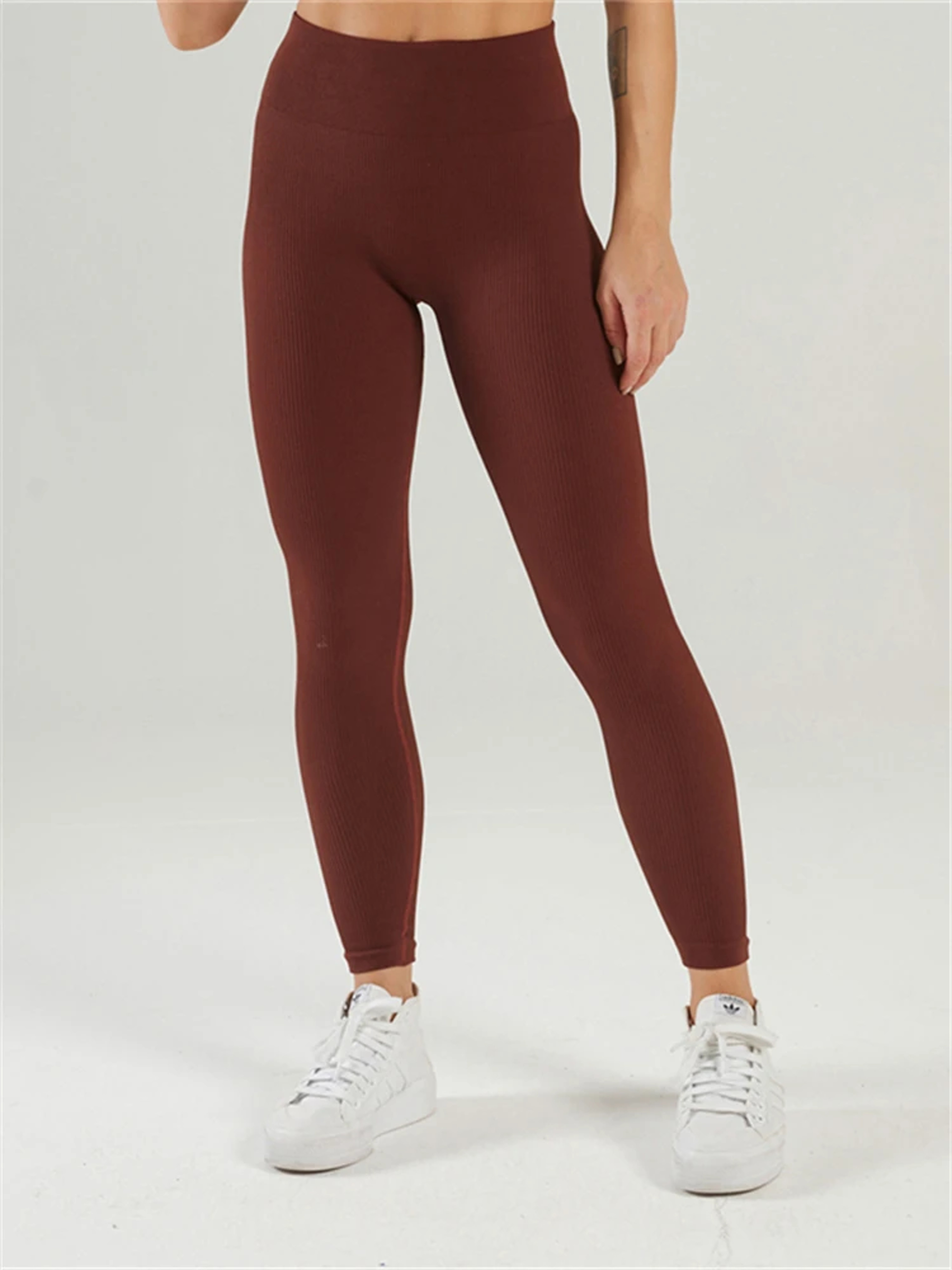 Womens Seamless Ribbed Yoga Leggings HighWaisted Booty Lifting Workout Pants 4