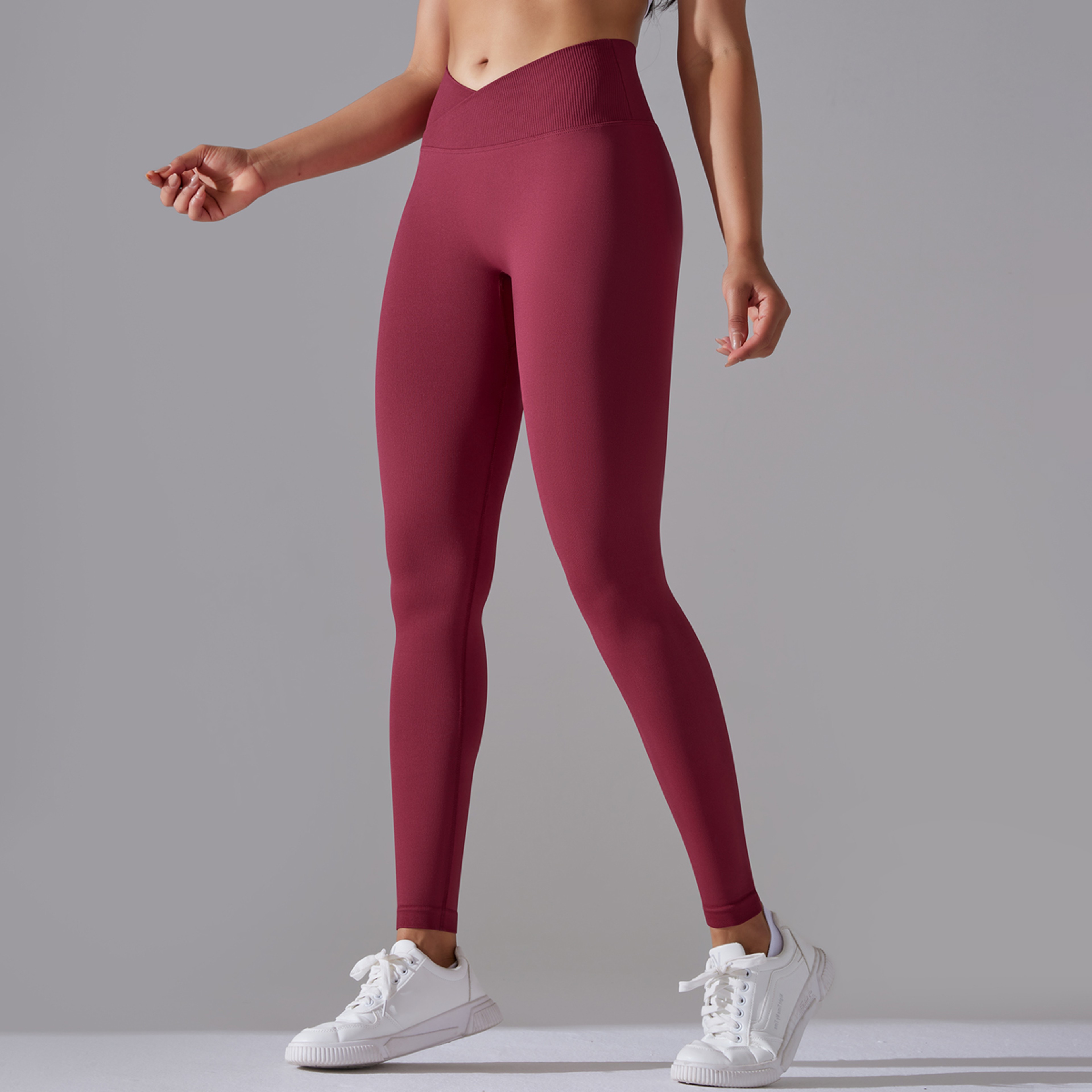Womens Seamless High Waist Yoga Leggings With Crossover Waistband And ButtLifting Design 1