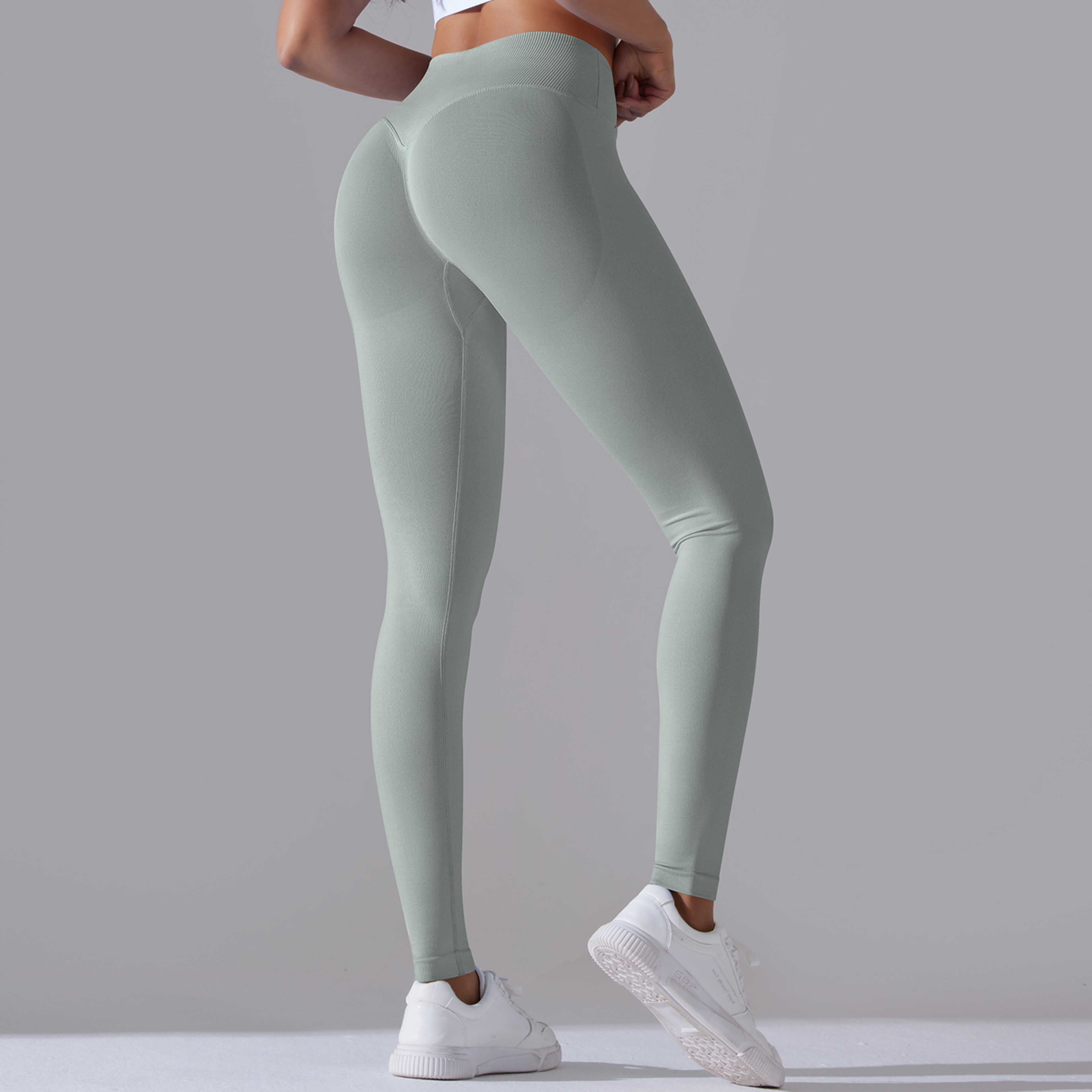 Womens Seamless High Waist Yoga Leggings With Crossover Waistband And ButtLifting Design 6
