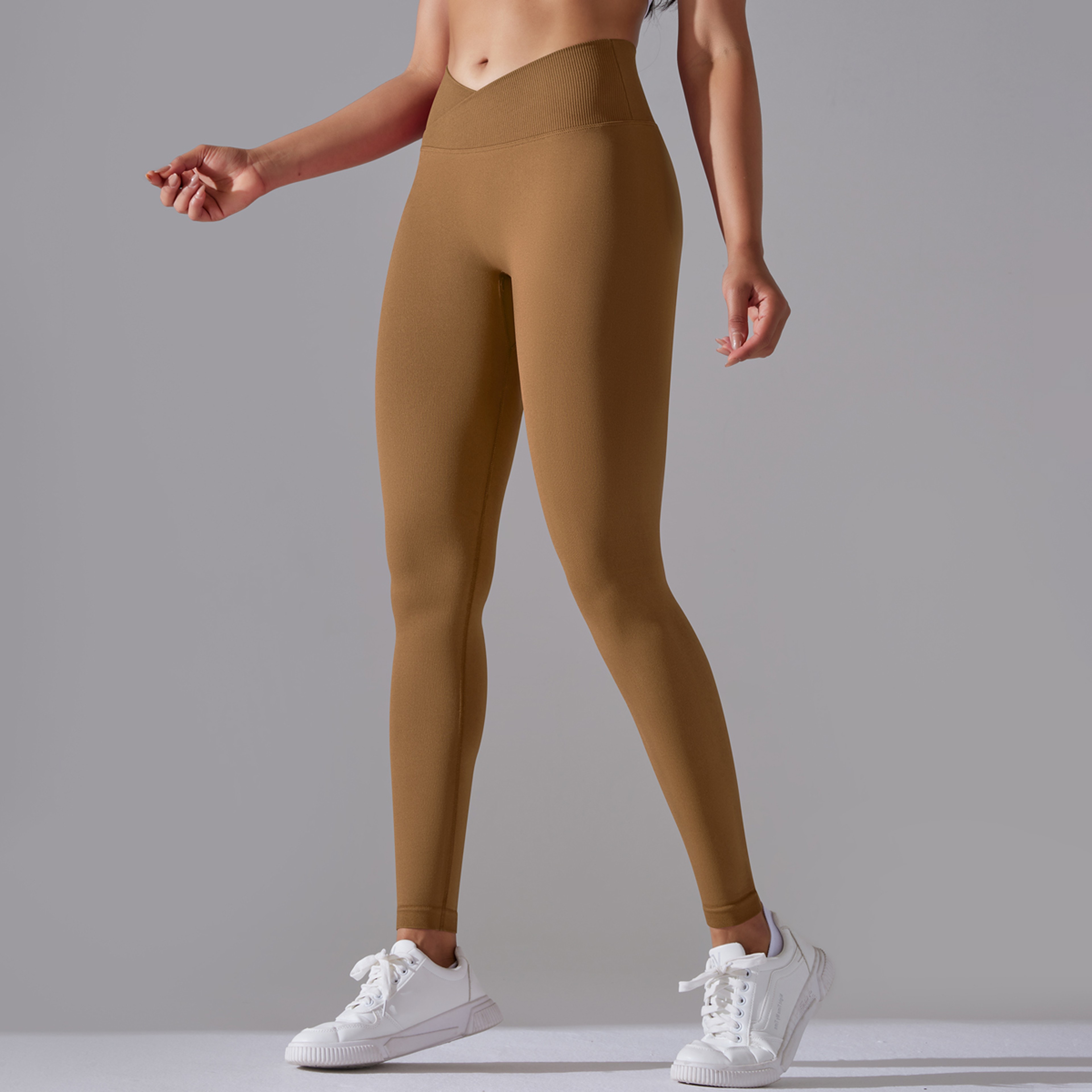 Womens Seamless High Waist Yoga Leggings With Crossover Waistband And ButtLifting Design 10