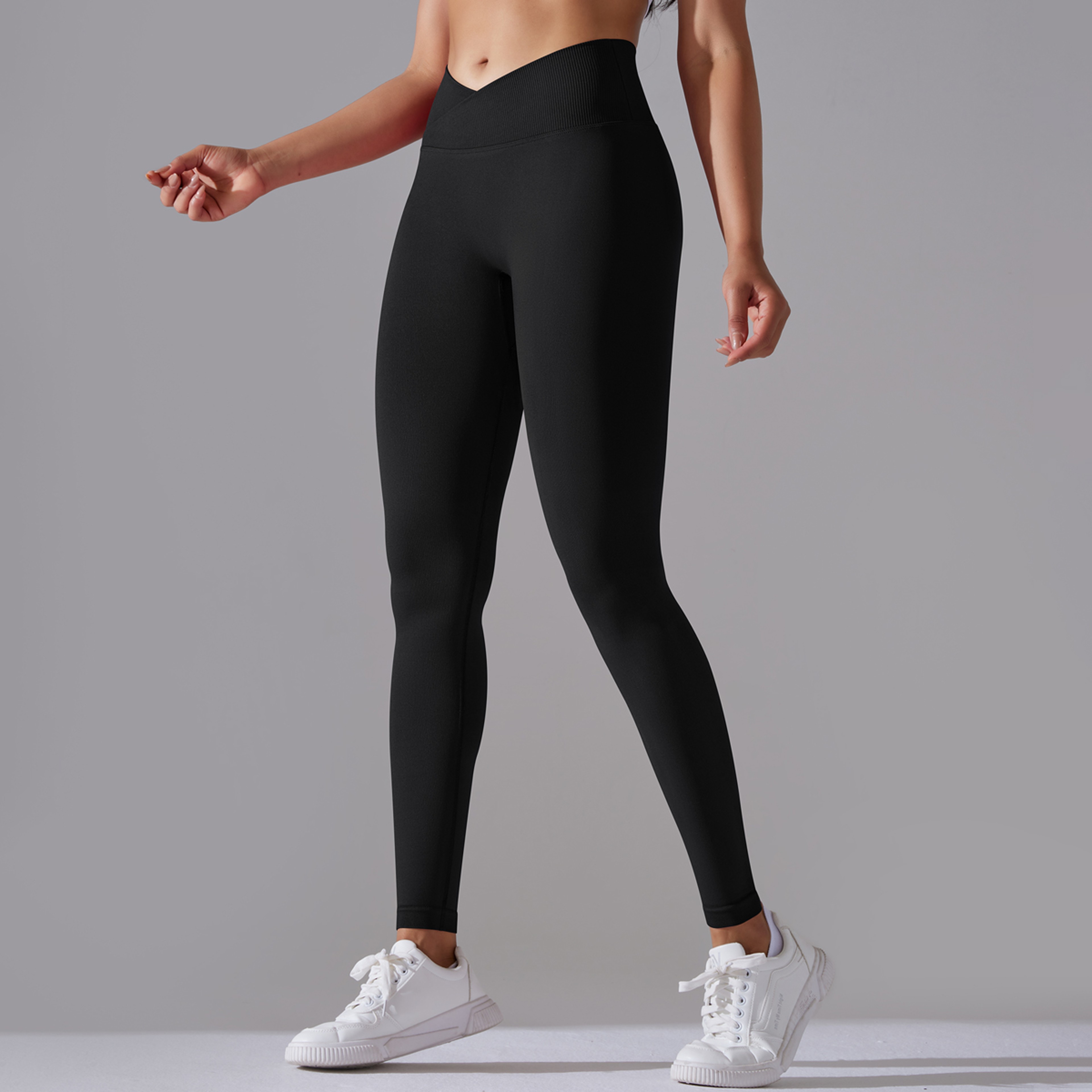 Womens Seamless High Waist Yoga Leggings With Crossover Waistband And ButtLifting Design 13