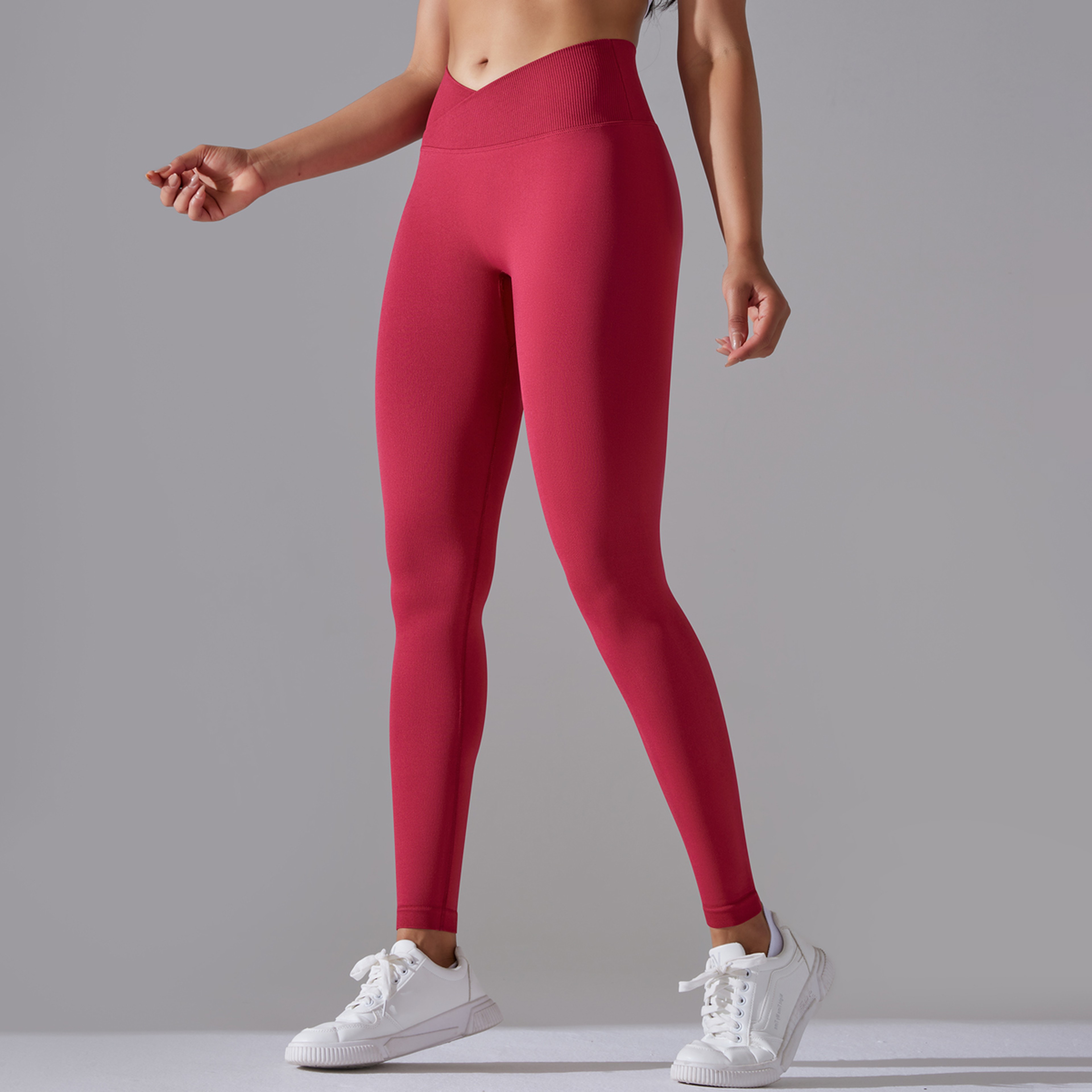 Womens Seamless High Waist Yoga Leggings With Crossover Waistband And ButtLifting Design 14