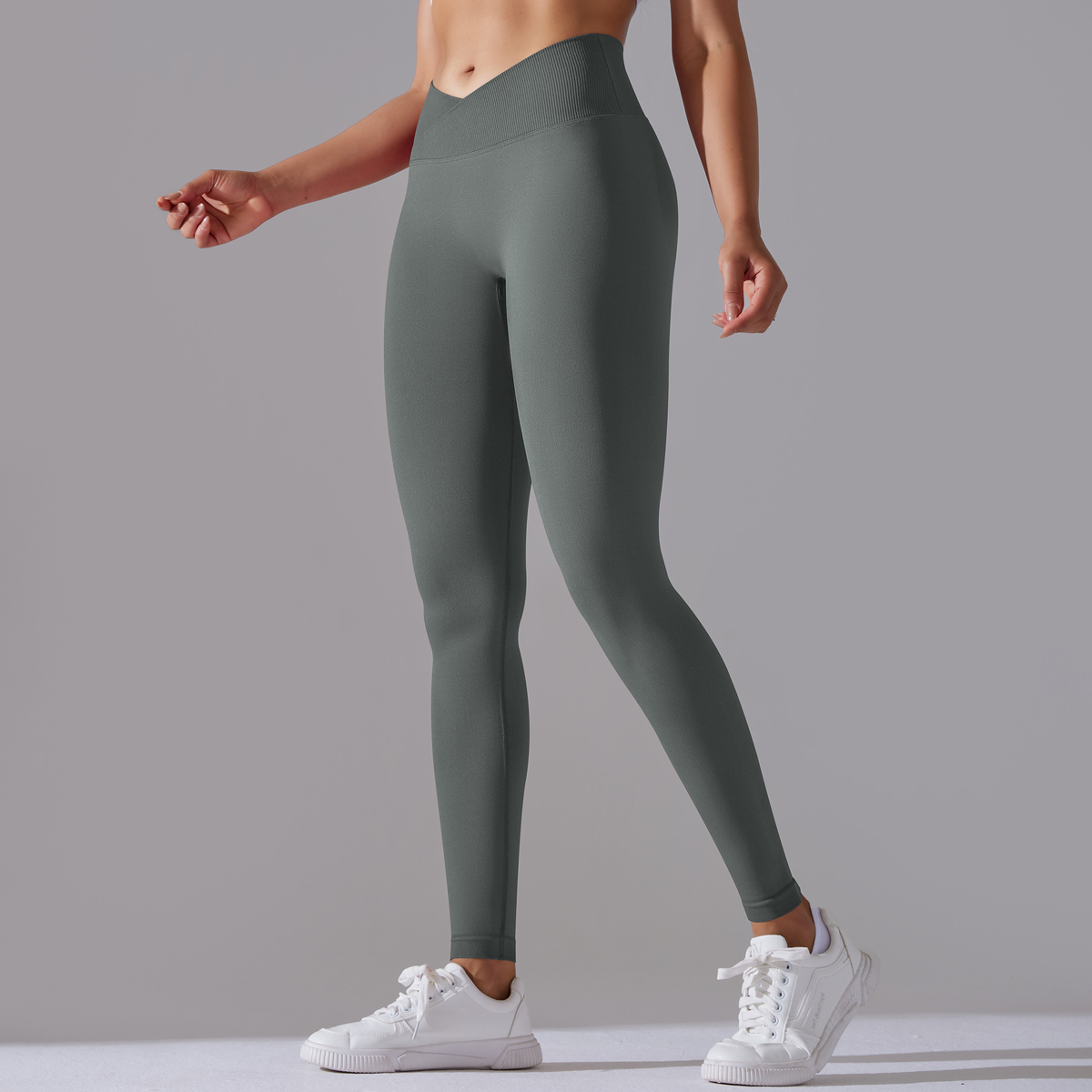 Womens Seamless High Waist Yoga Leggings With Crossover Waistband And ButtLifting Design 18