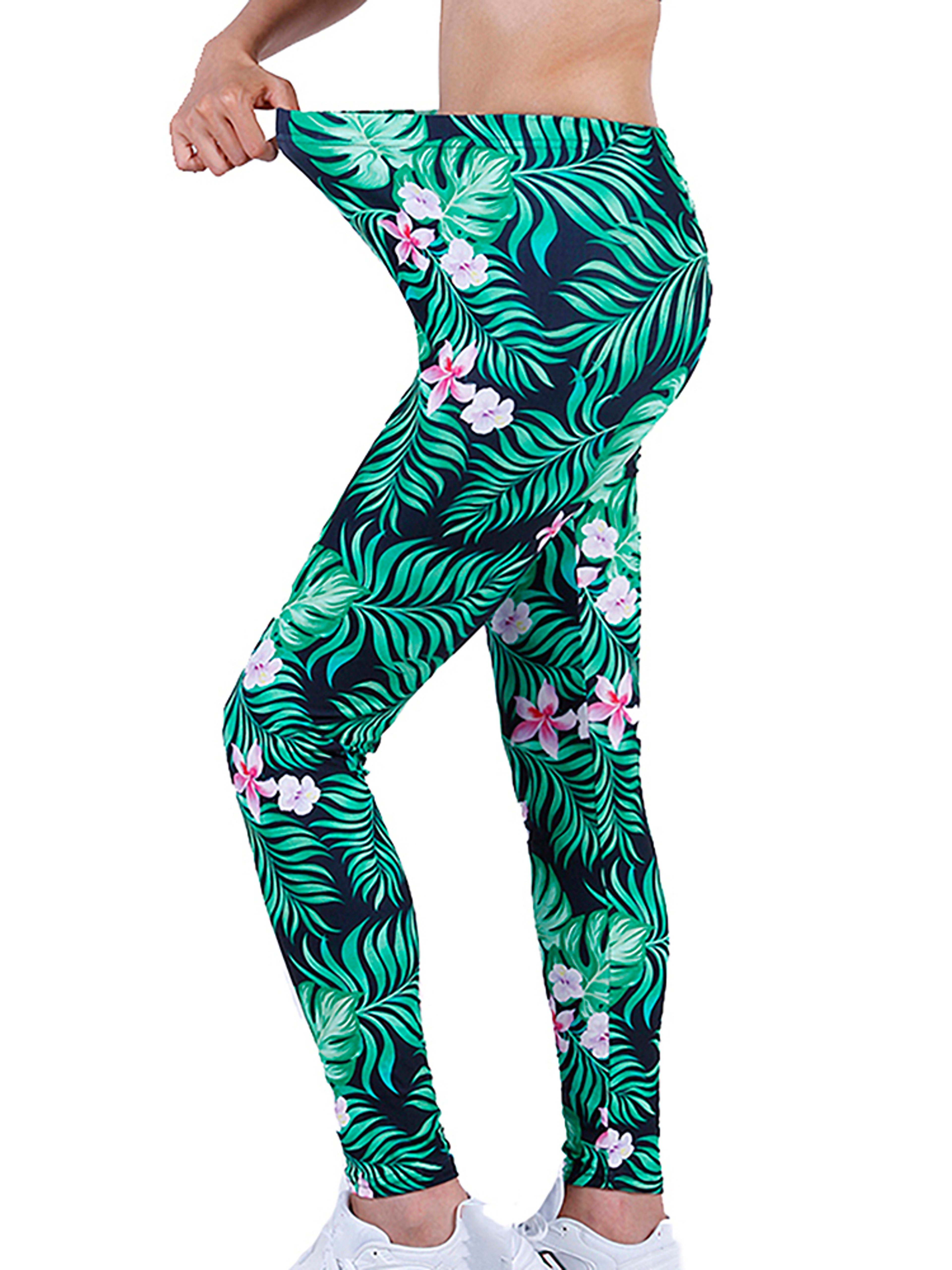 Womens Floral Print Leggings With MidRise Waist And Stretch Fabric 2