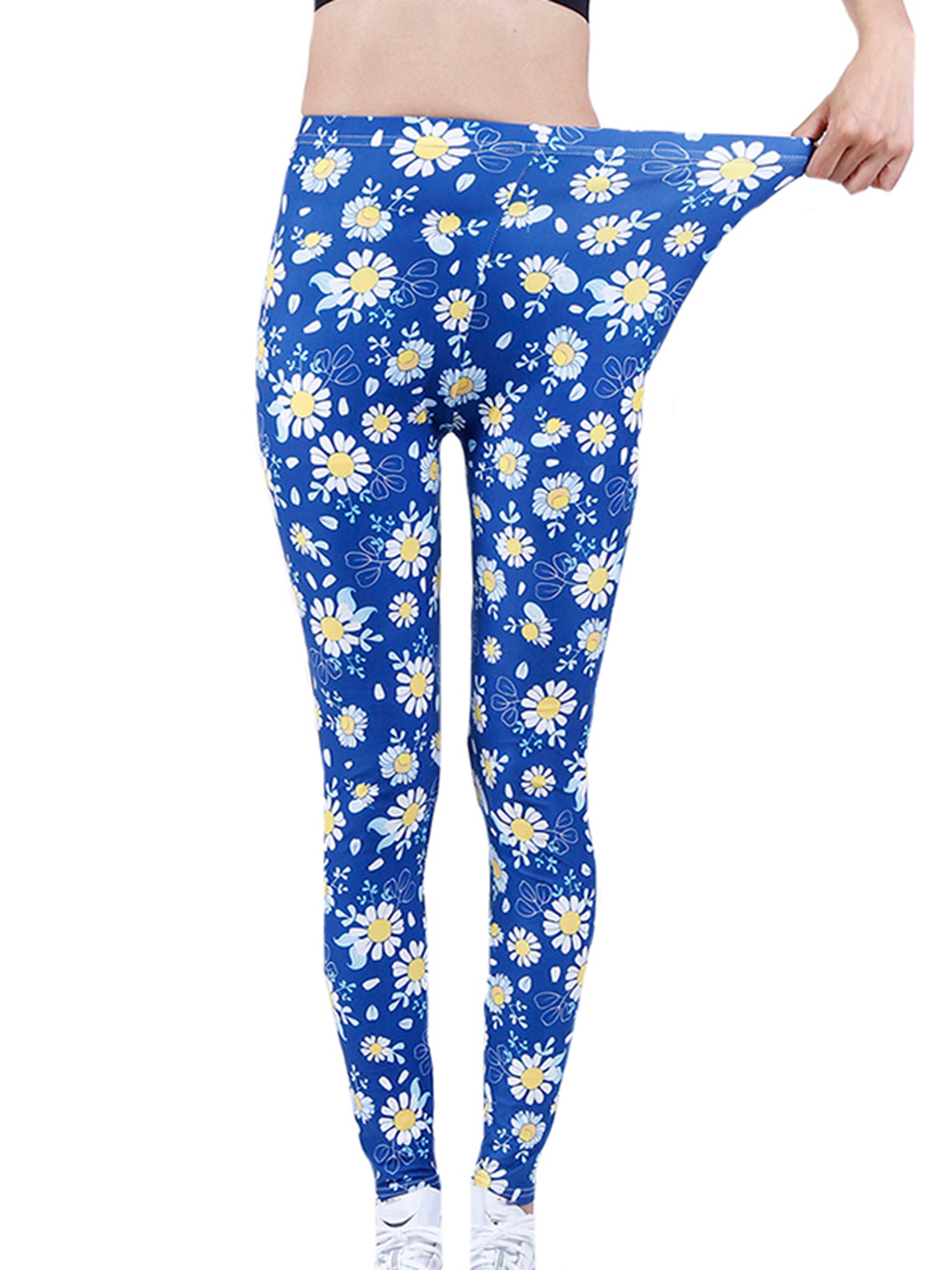 Womens Floral Print Leggings With MidRise Waist And Stretch Fabric 8