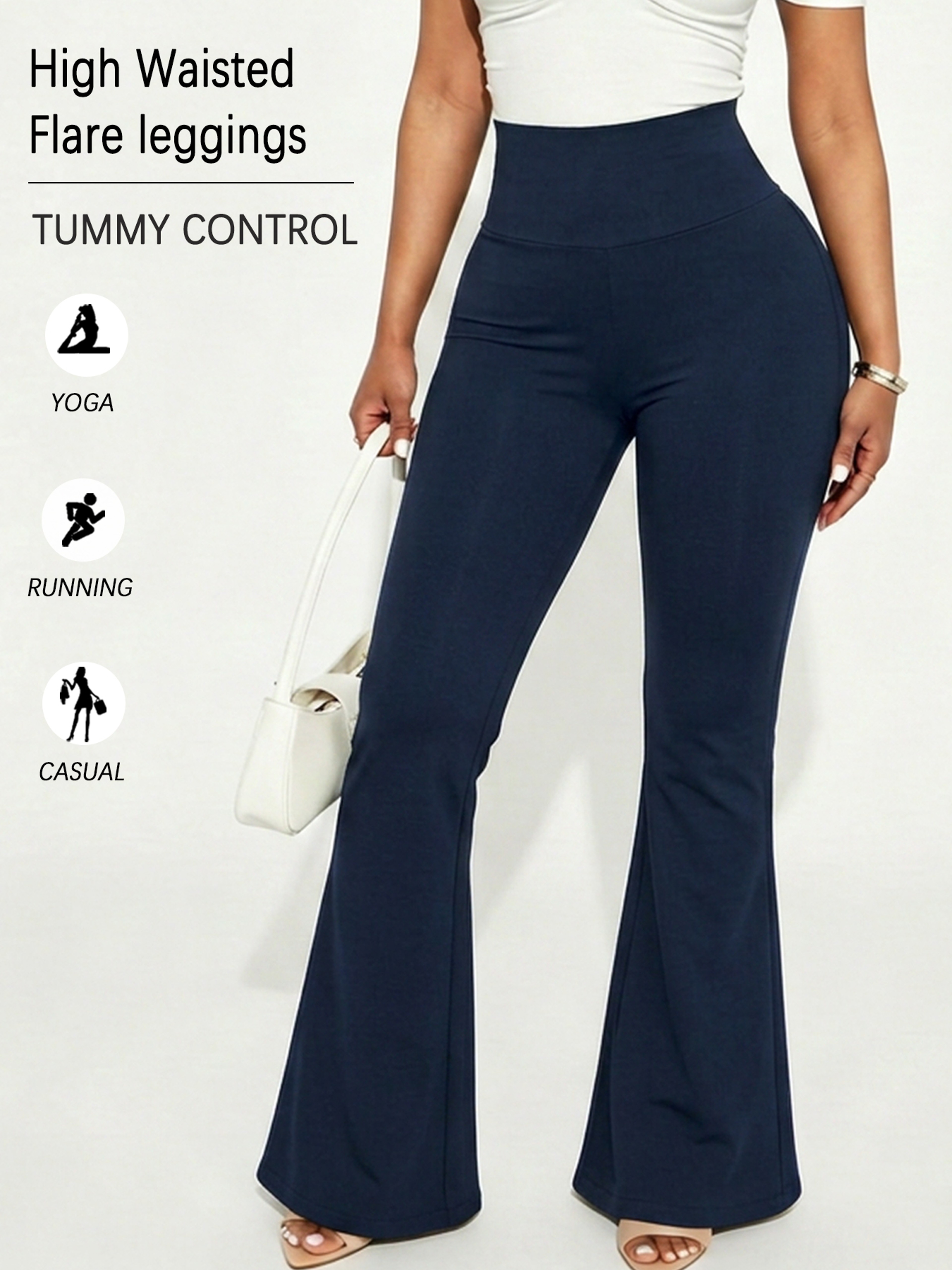 Womens High Waisted Flare Yoga Leggings With Tummy Control And Soft Stretch Fabric 0