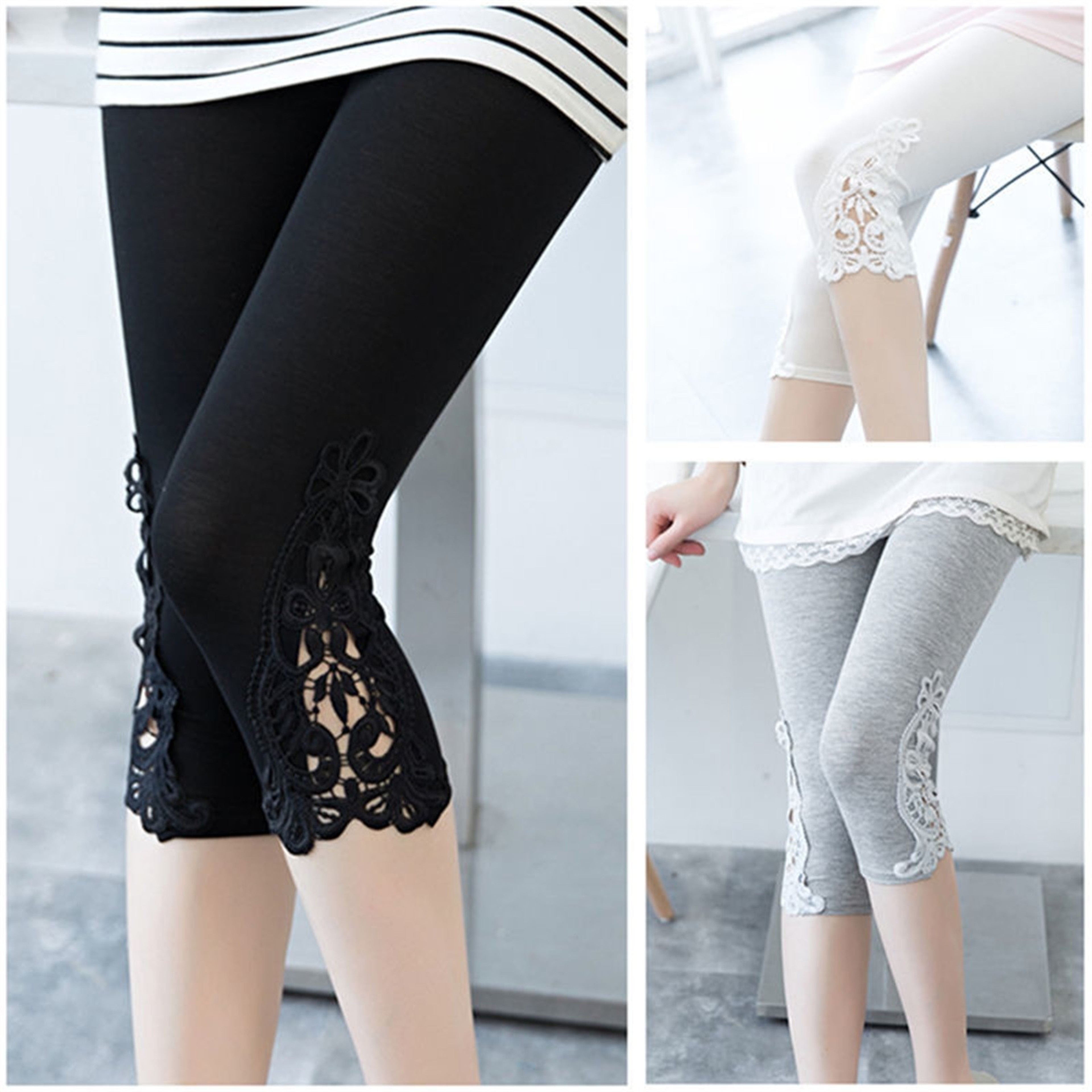 Womens Stretch Cropped Leggings With Seamless Low Waist Design 0