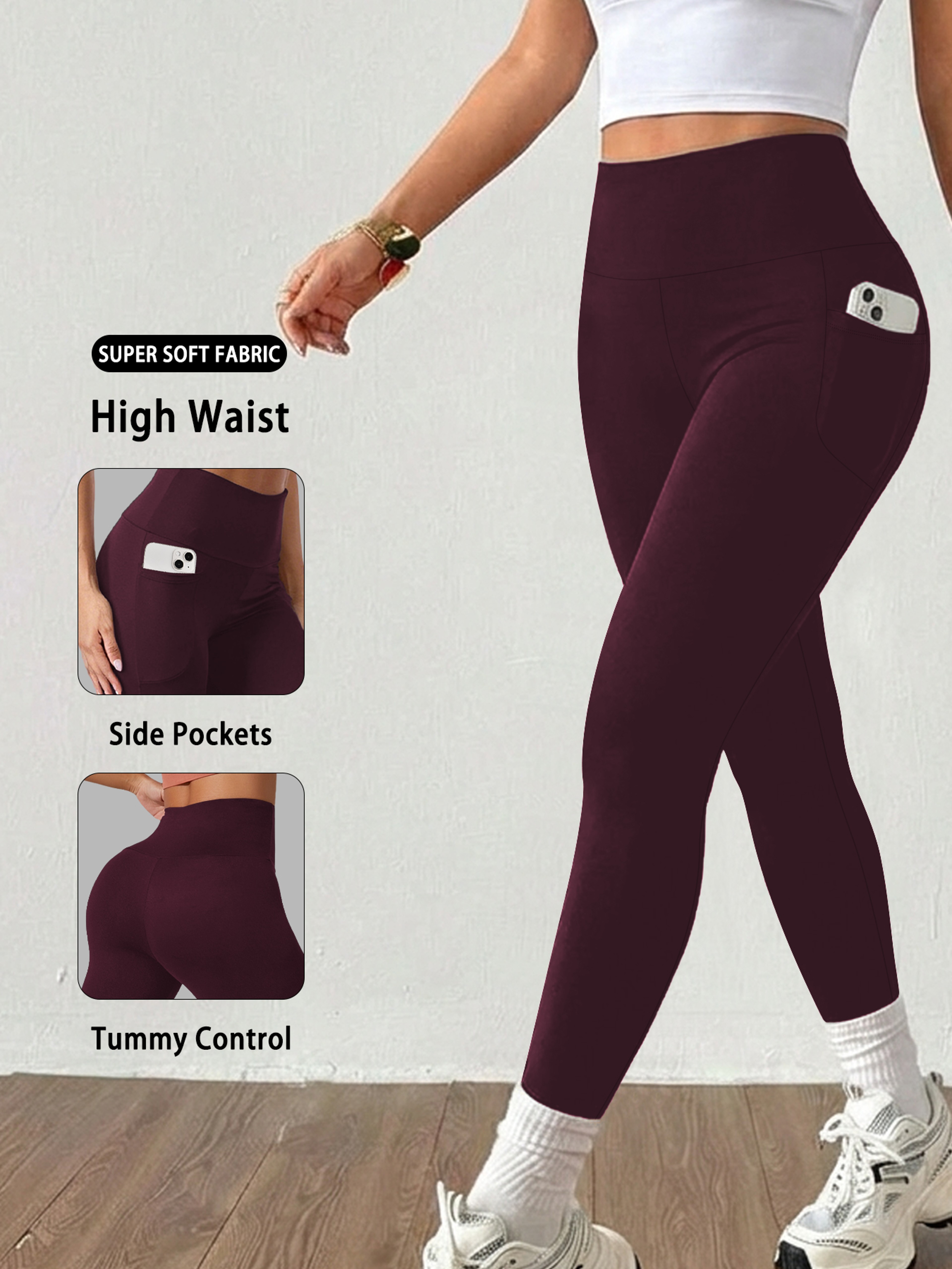 Womens High Waisted Yoga Leggings With Pockets And Tummy Control 6