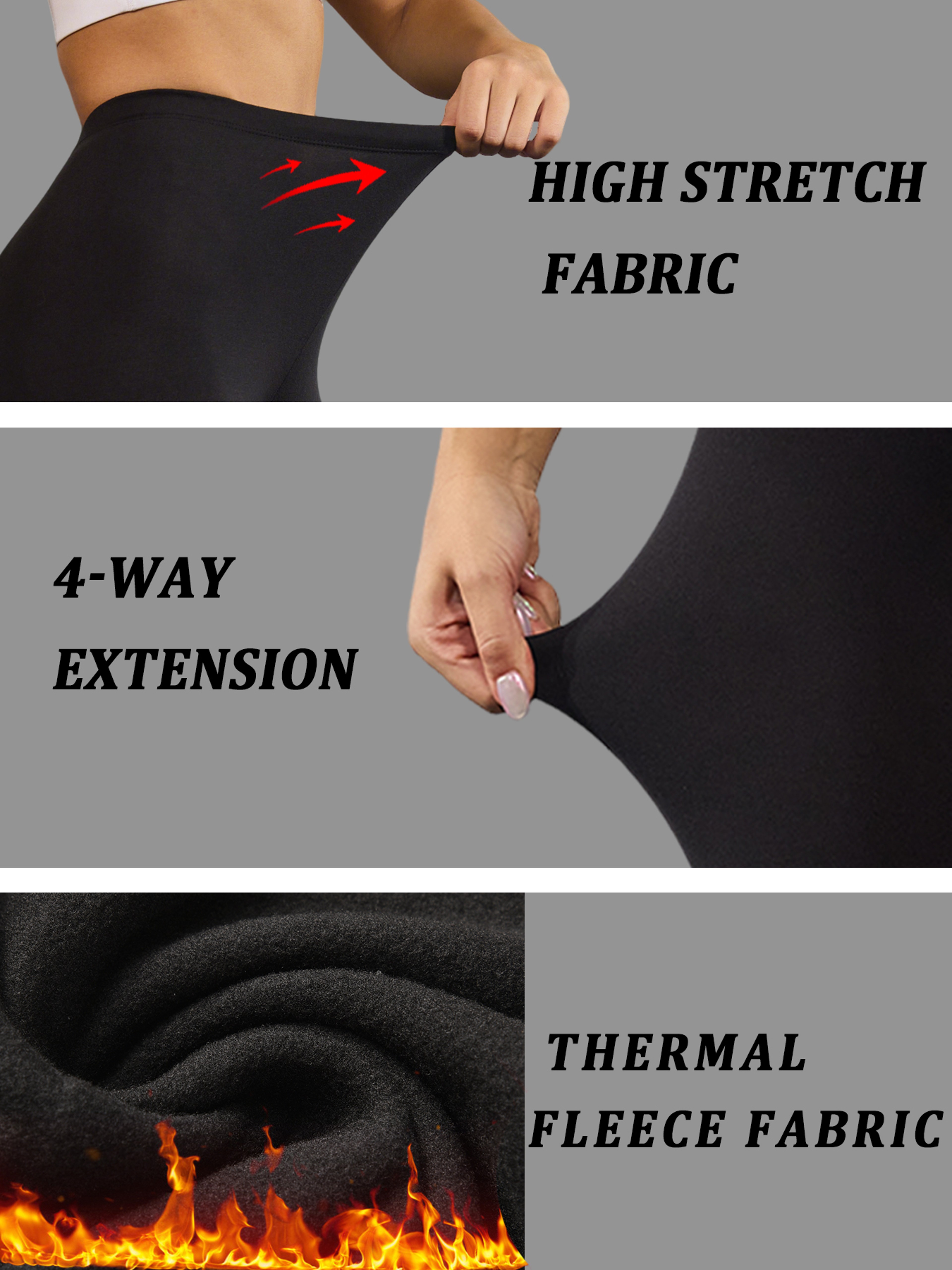 Women's Thermal Fleece Lined Leggings with Low Rise Waist for Winter – view 4