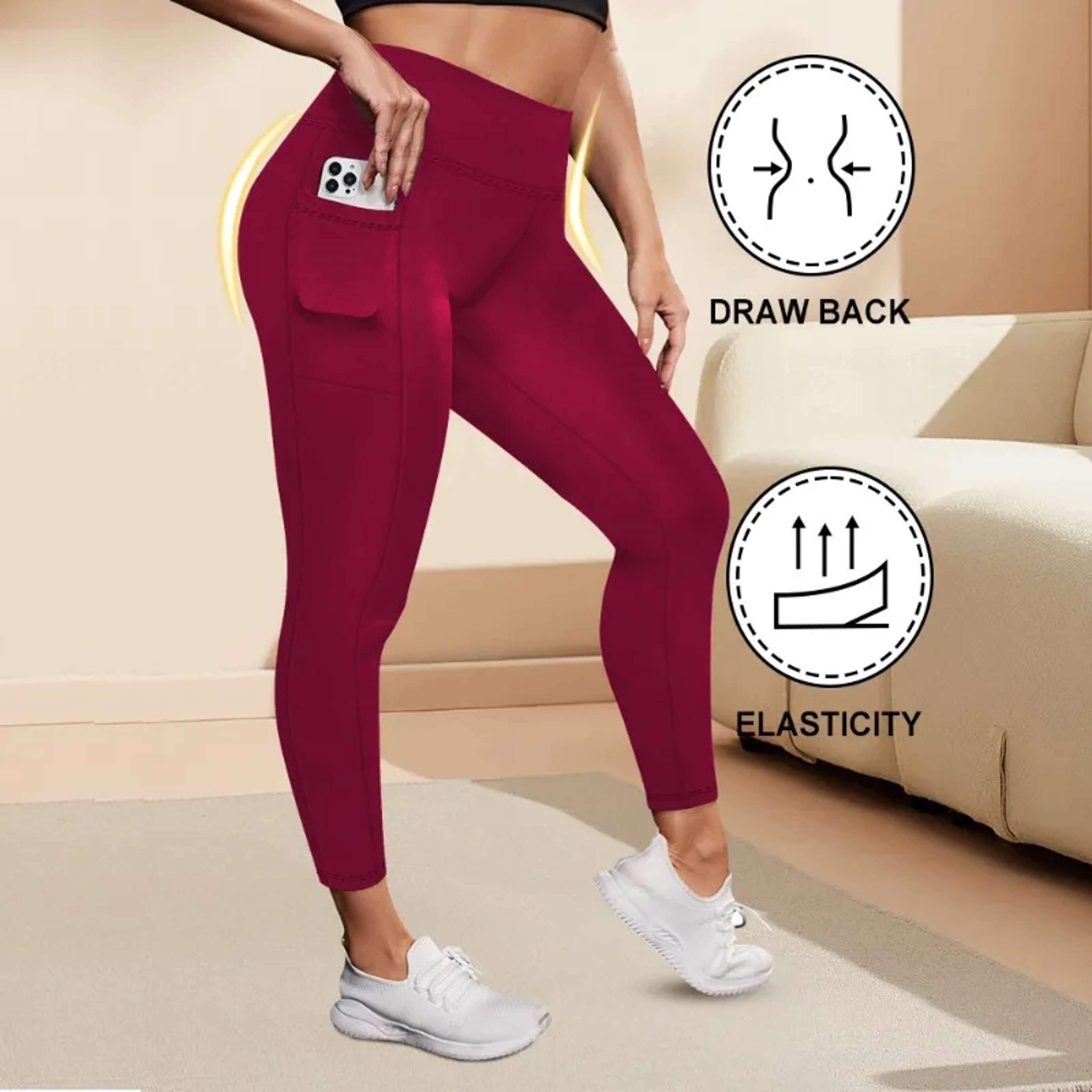 Womens Plus Size HighWaisted Yoga Leggings With Pockets And ButtLifting Design 4