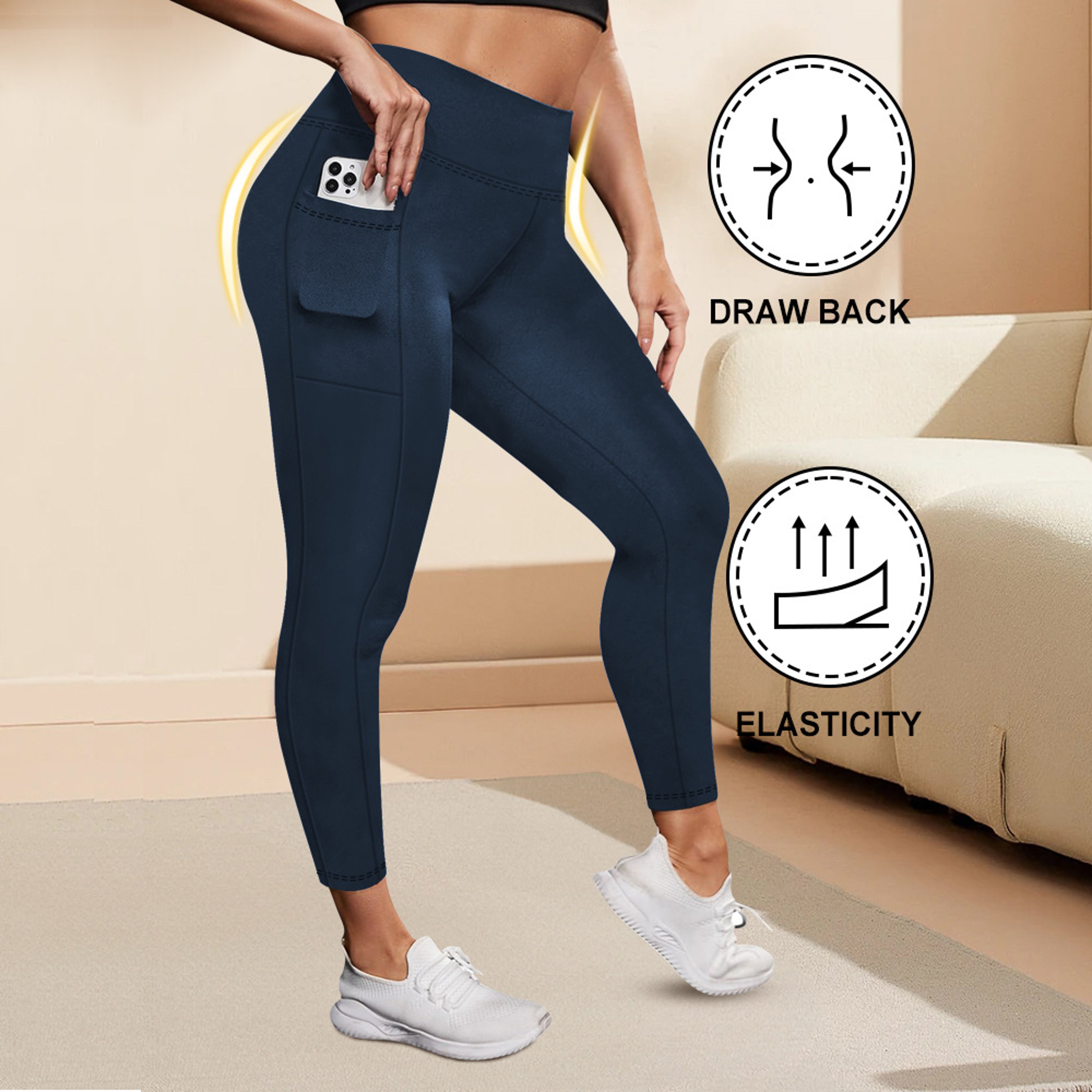 Womens Plus Size HighWaisted Yoga Leggings With Pockets And ButtLifting Design 0
