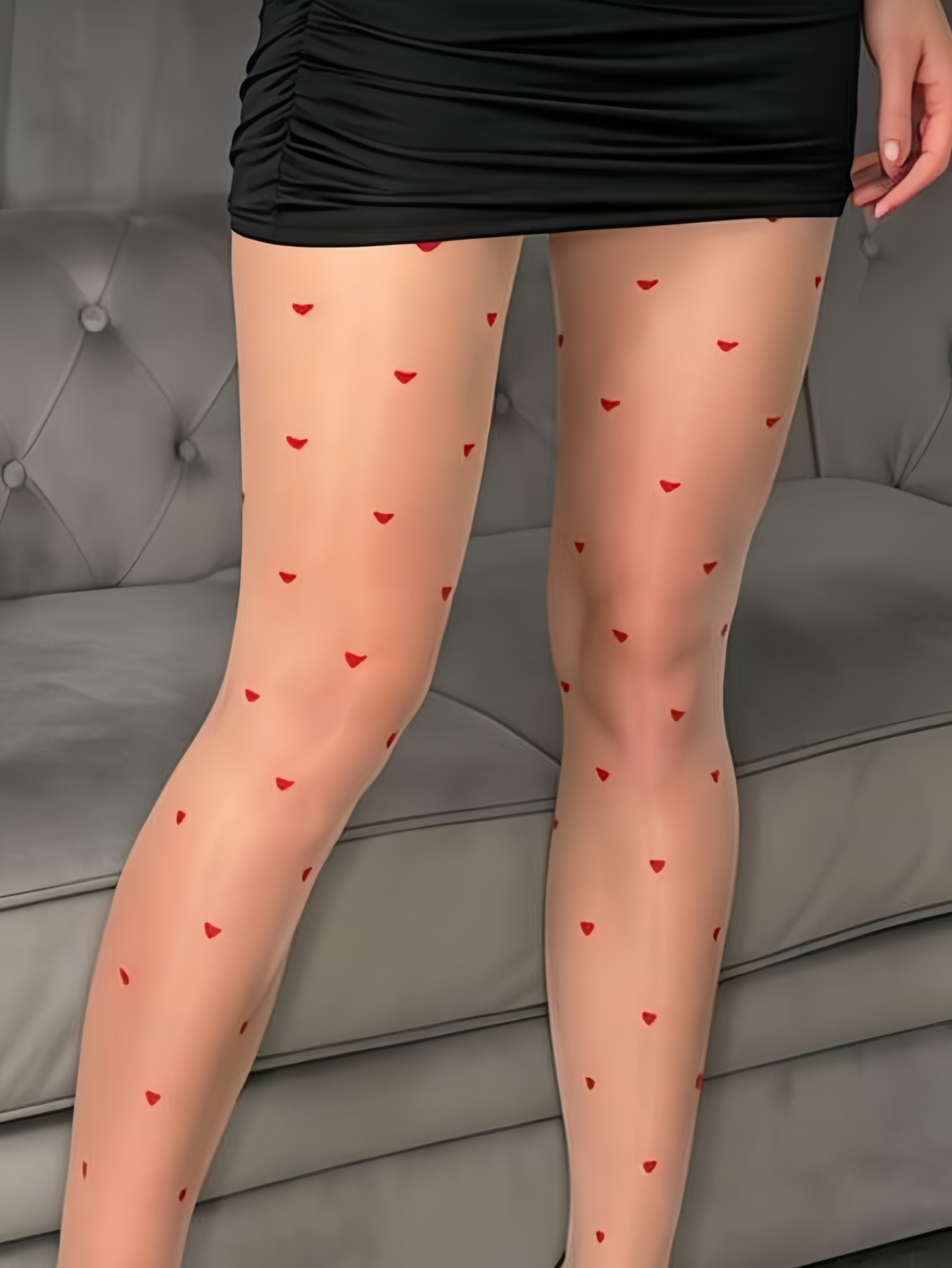 Women's Sheer Heart Print Pantyhose High-Waisted Stretch Leggings – view 5