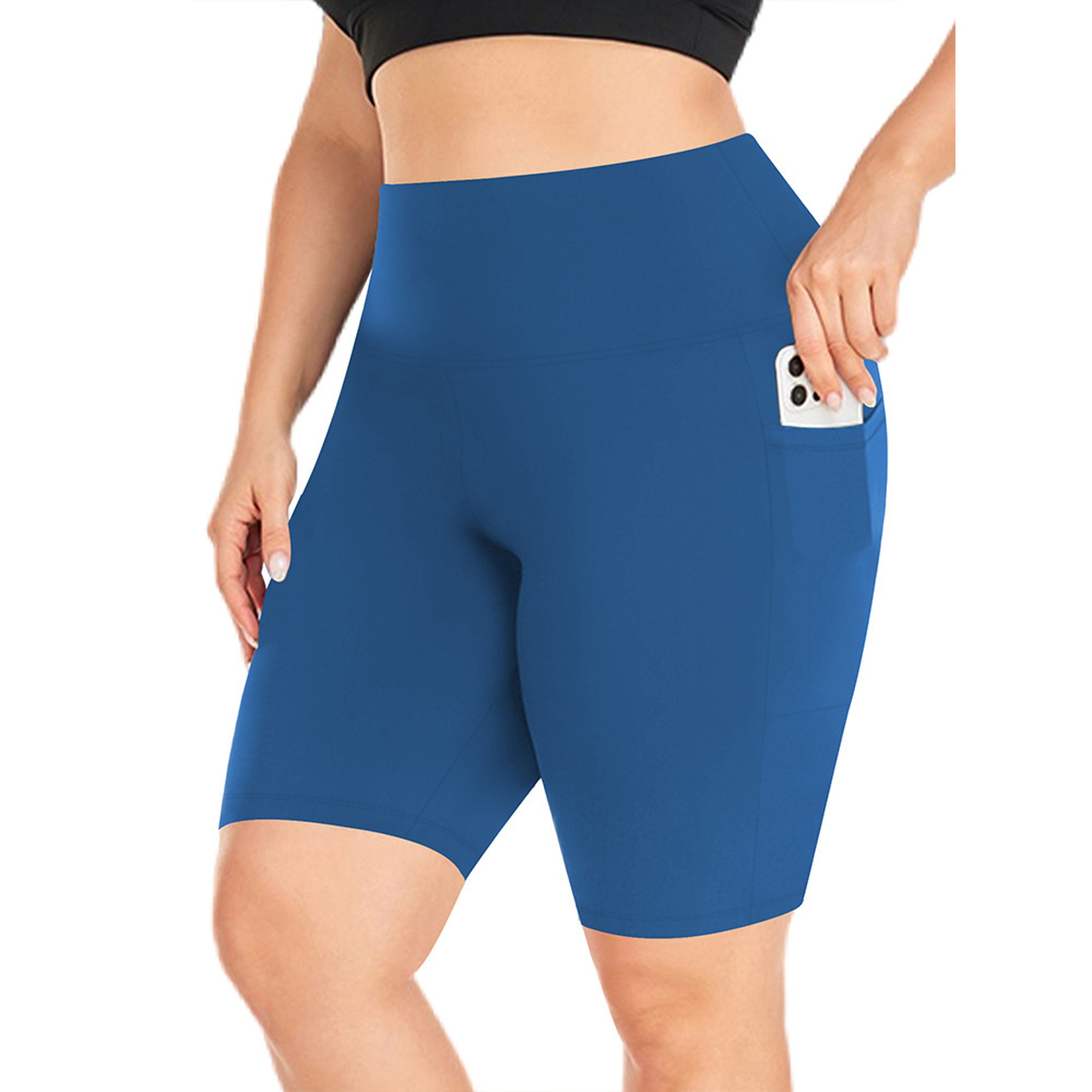 Womens HighWaisted Yoga Shorts With Pockets Plus Size Stretch Workout Leggings 10