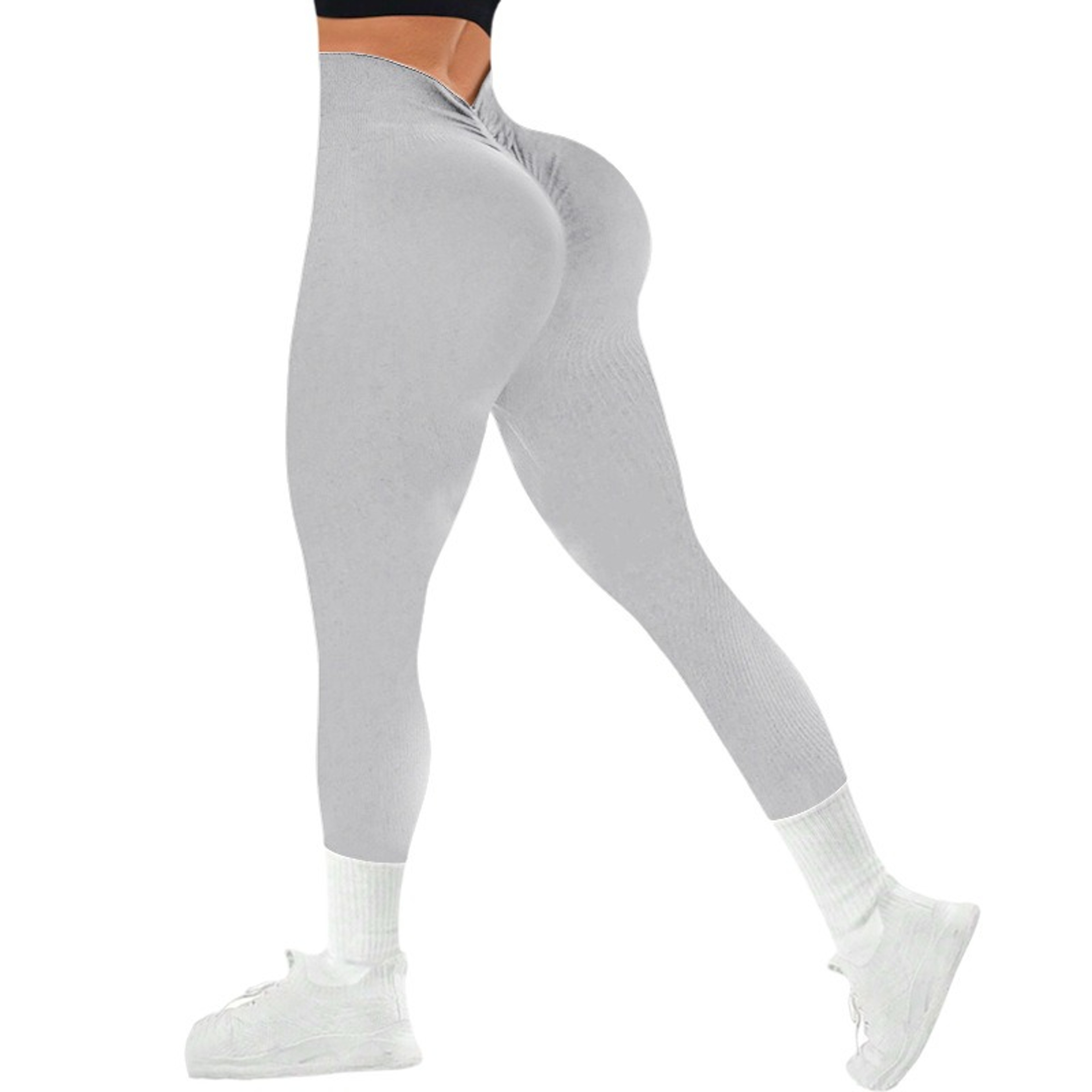 Women's High Waisted V-Back Yoga Leggings Seamless Quick-Dry Butt Lifting Tights – view 4