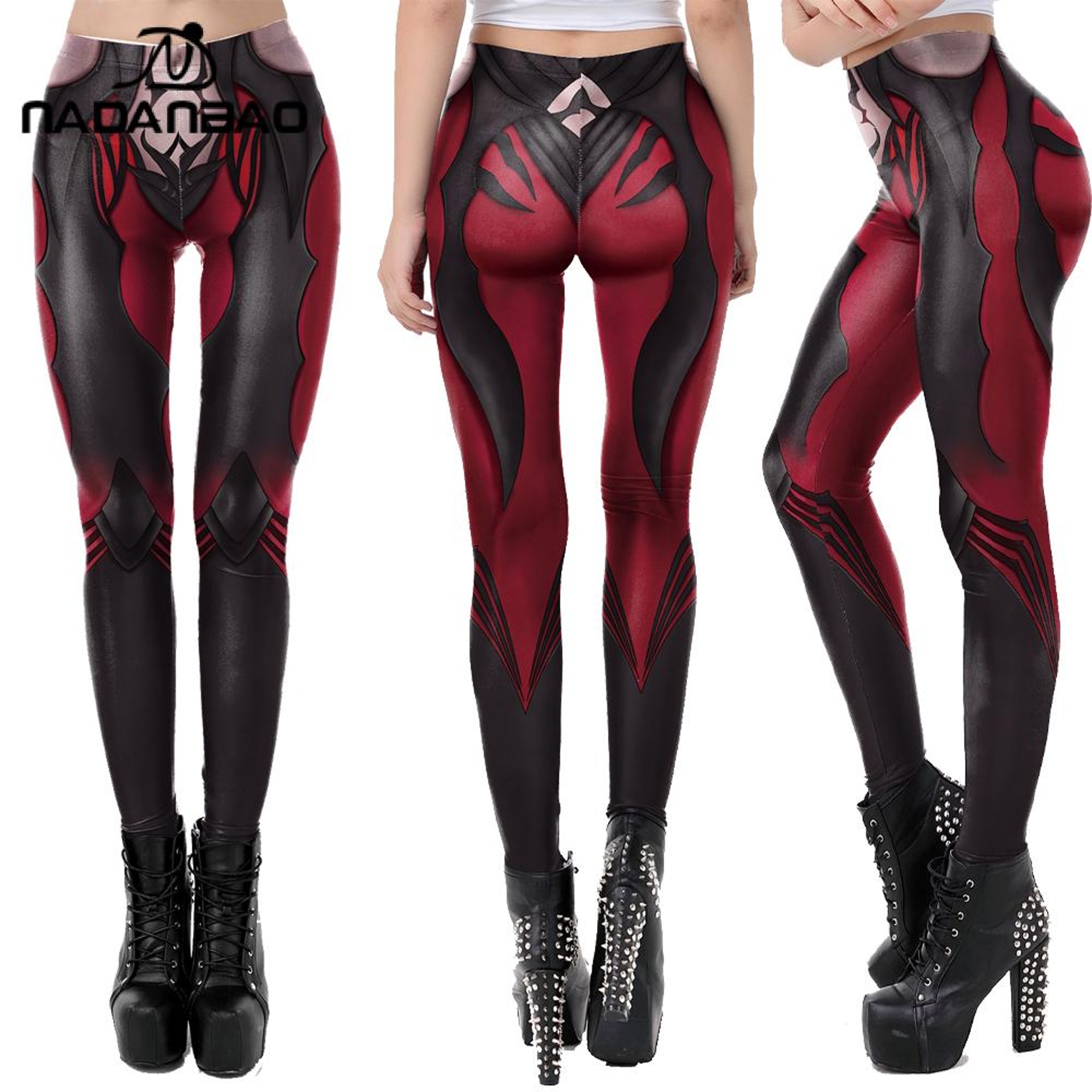 Womens Gothic Anime Print Leggings Stretchy Mid Waist Yoga Pants 0