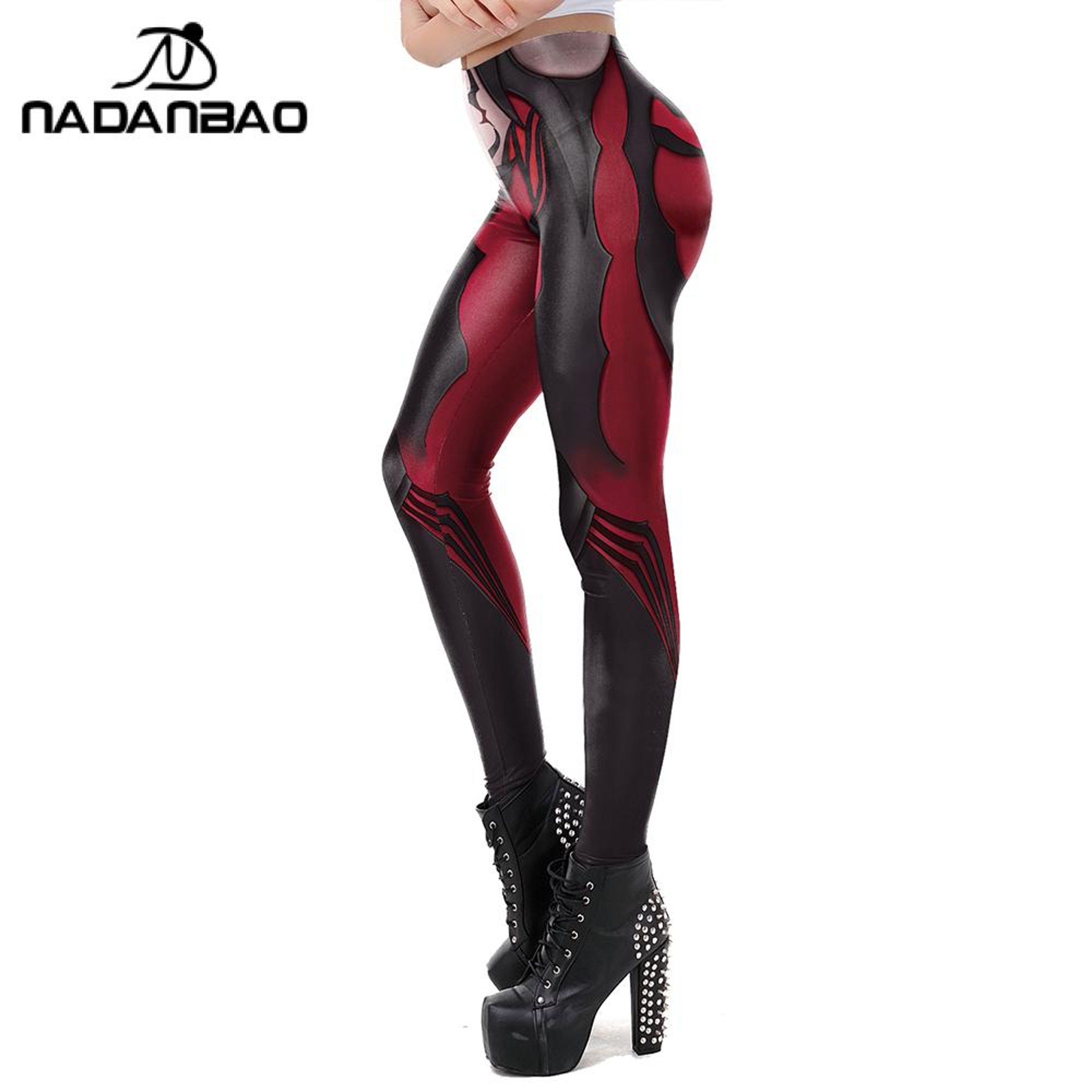 Womens Gothic Anime Print Leggings Stretchy Mid Waist Yoga Pants 2