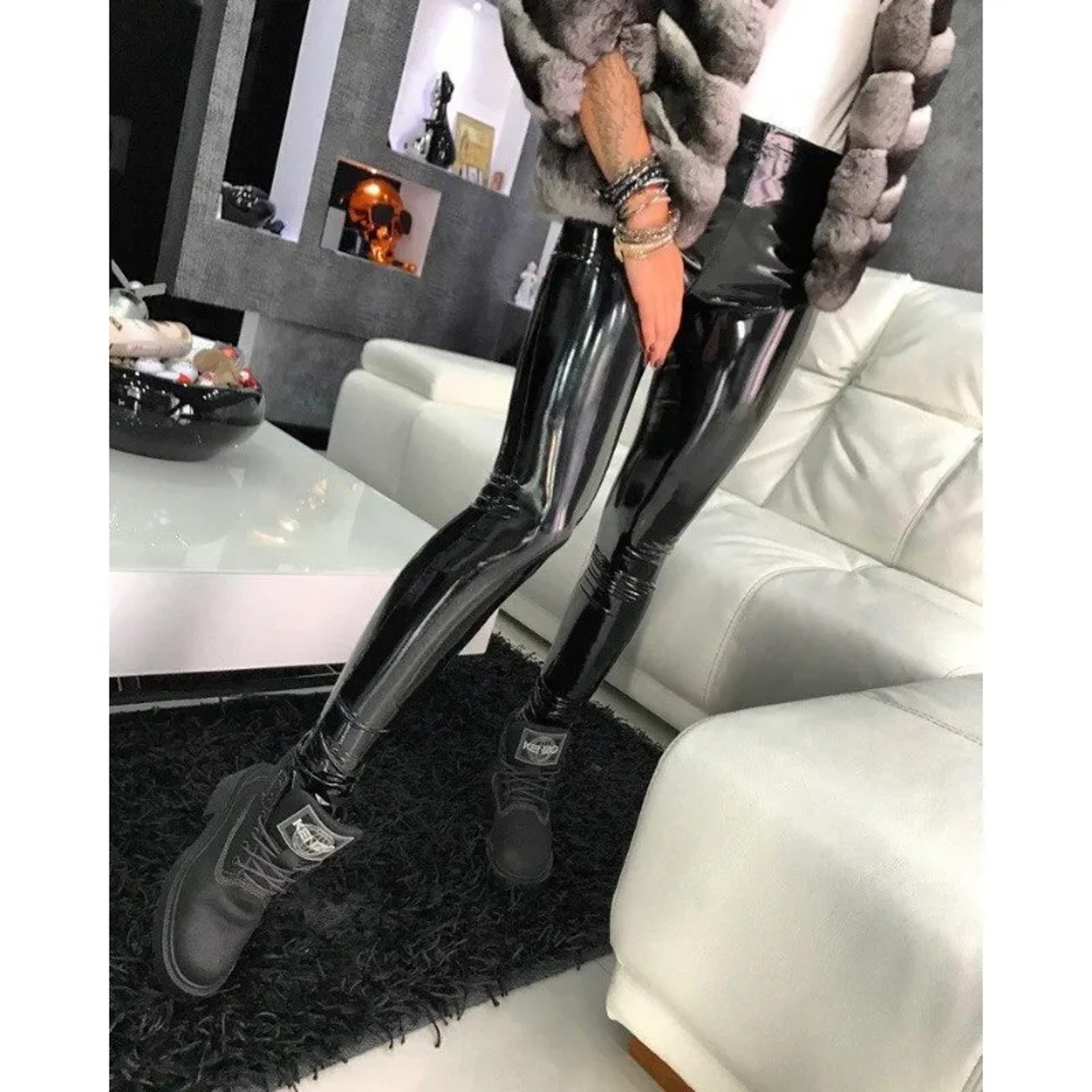High Waisted Faux Leather Leggings For Women With Stretchy Booty Lifting Fit 5