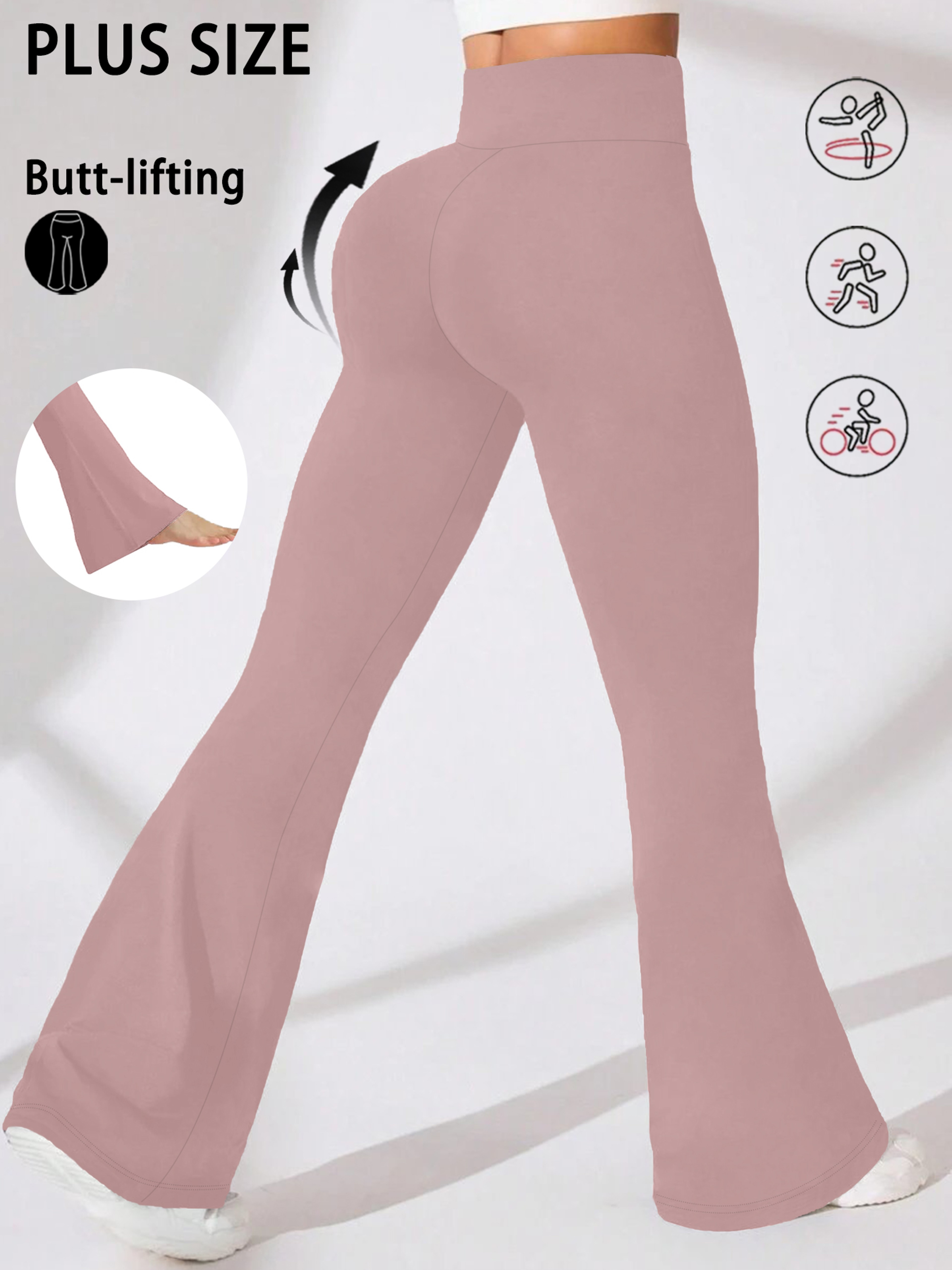 Plus Size Womens High Waisted Flare Leggings With Tummy Control 11