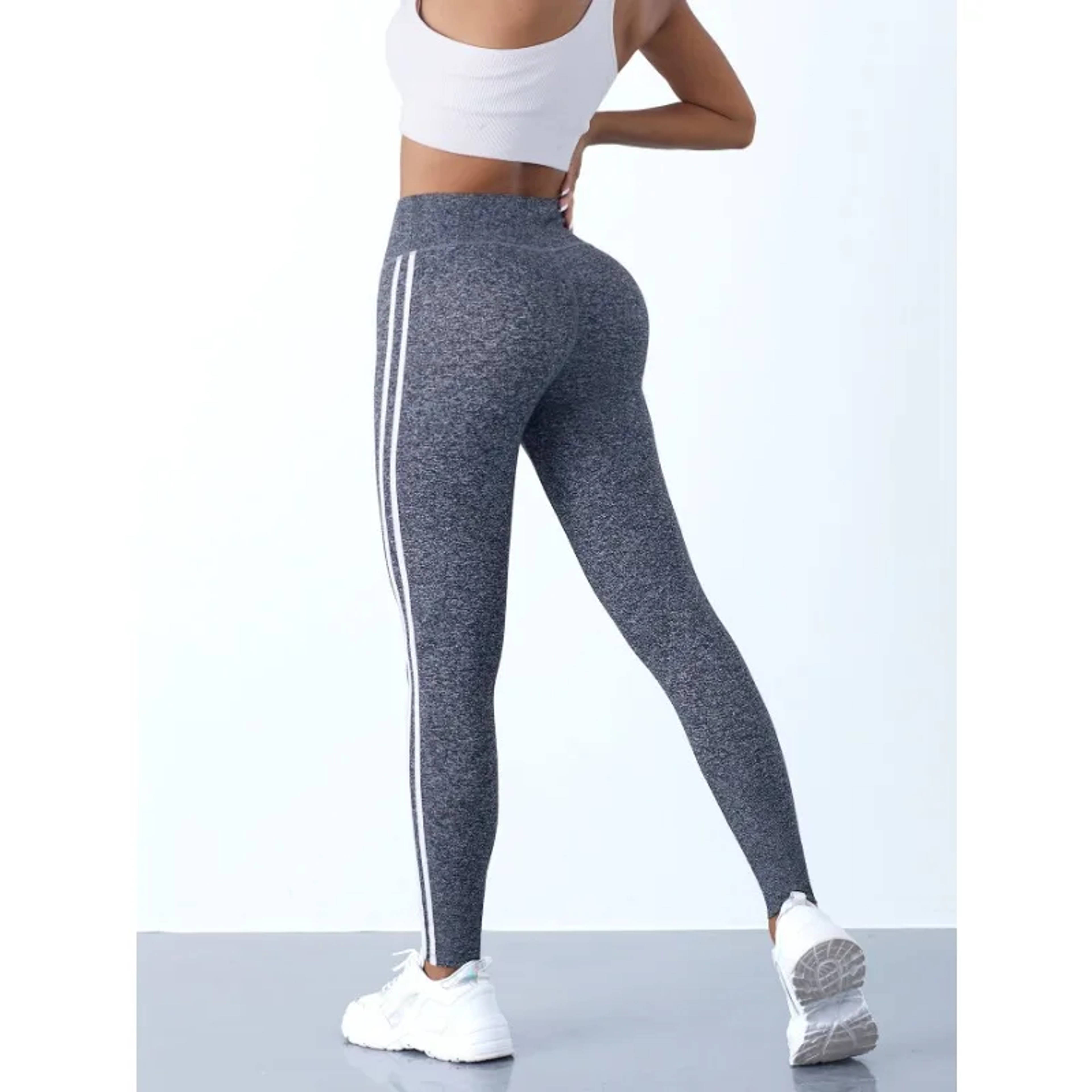 Womens High Waist Booty Lifting Striped Seamless Yoga Leggings 7