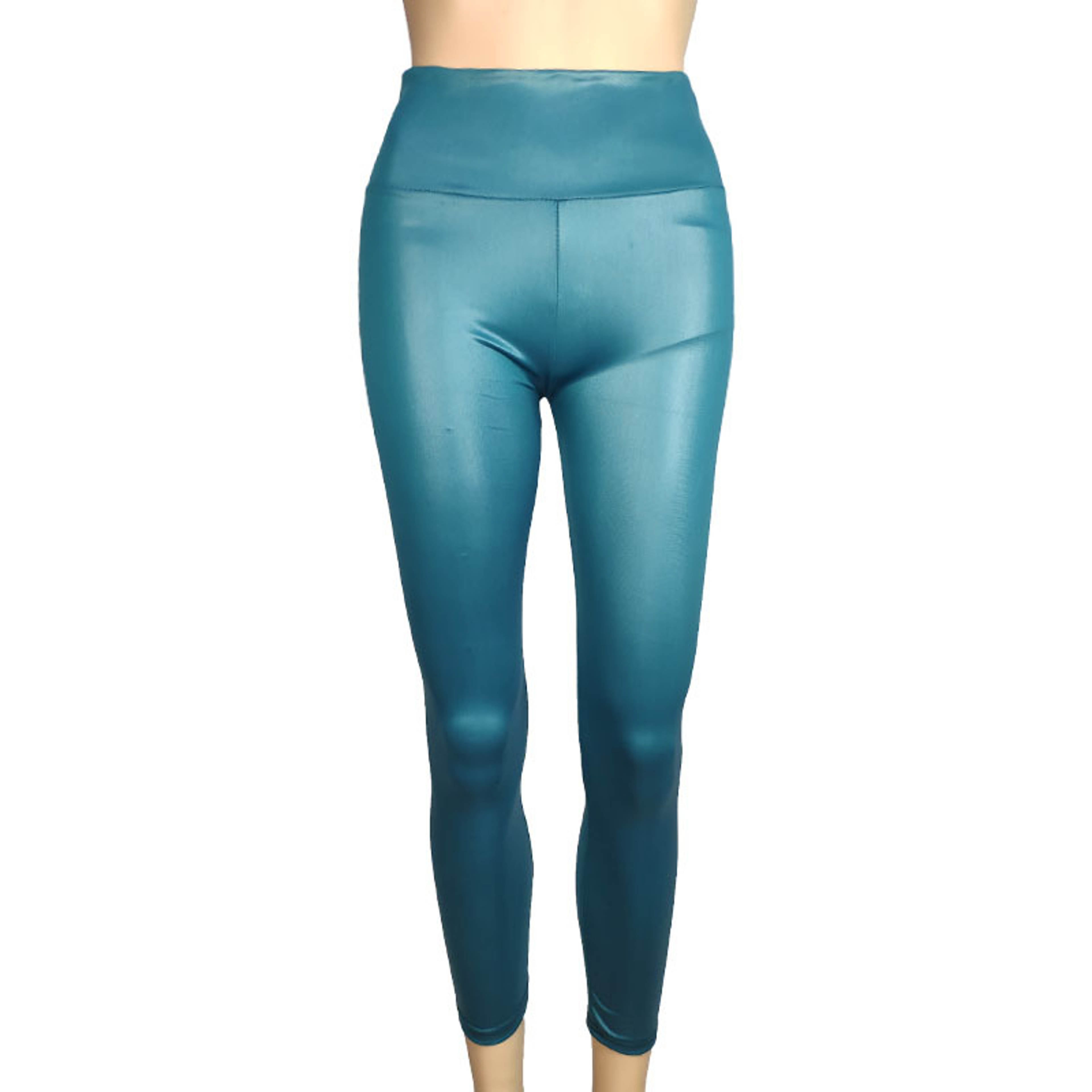 Women's High-Waisted Faux Leather Leggings with Stretchy Ankle-Length Fit – view 9