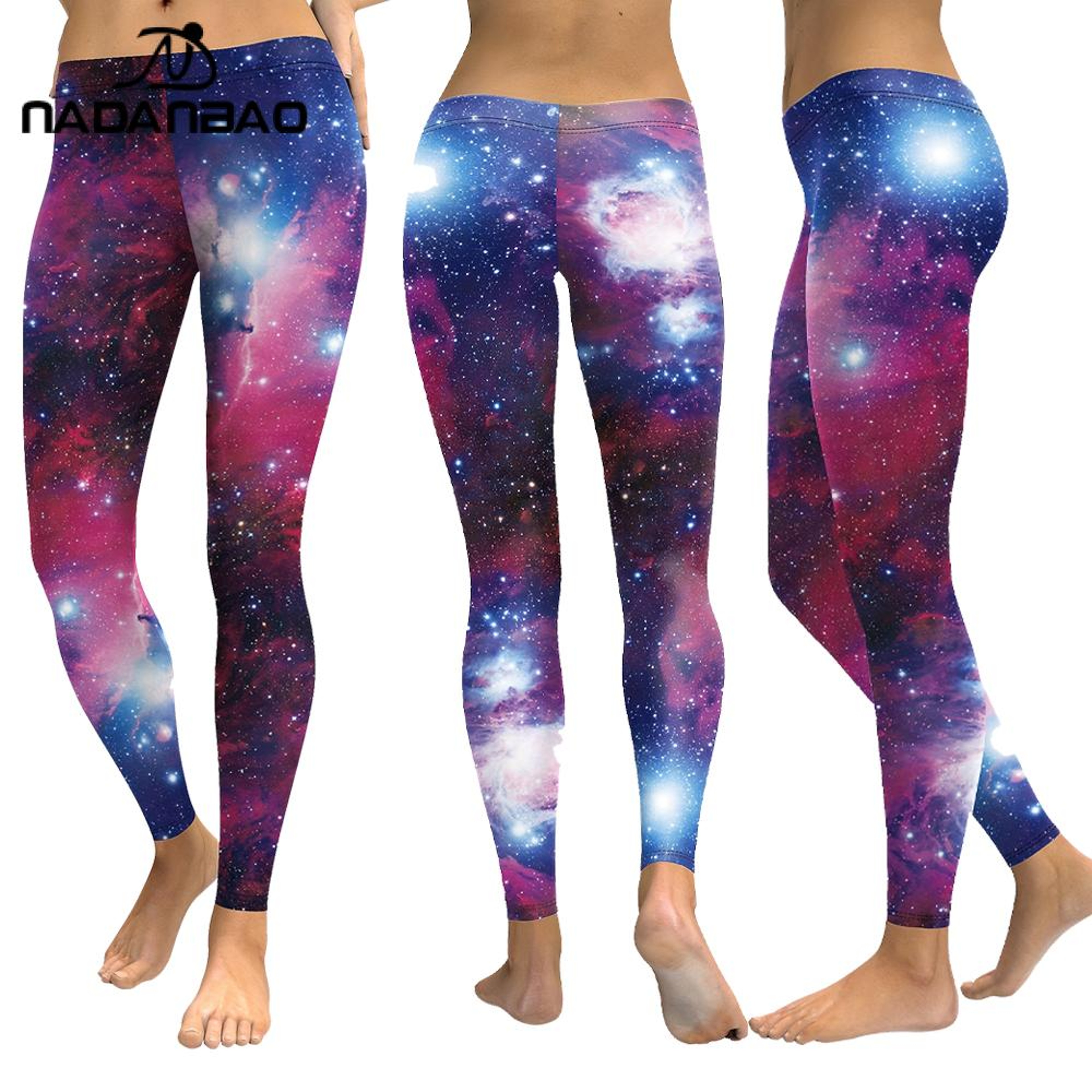 Womens Starry Sky Print Leggings MidRise Slim Fit Stretchy Yoga Pants 1