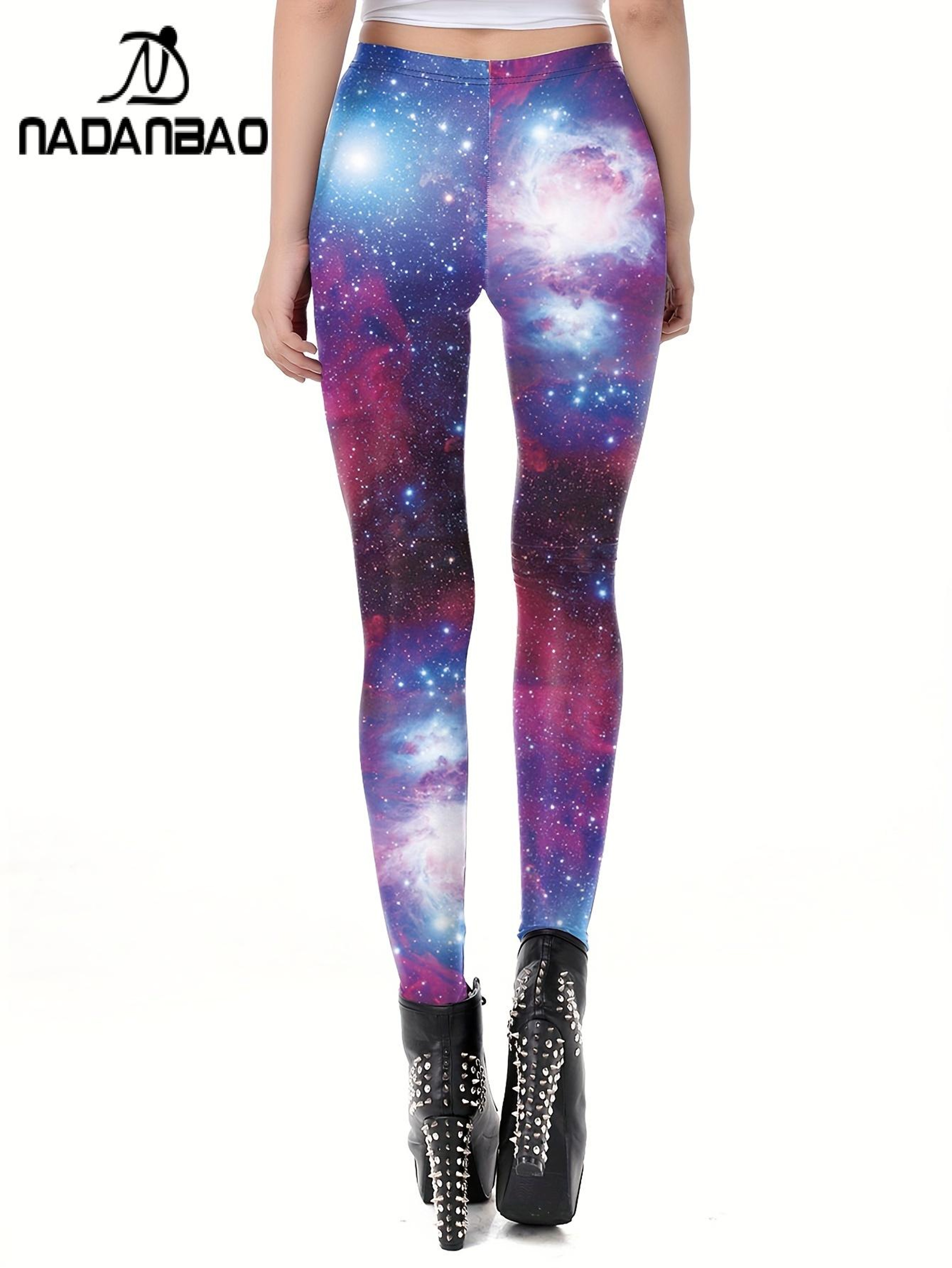 Womens Starry Sky Print Leggings MidRise Slim Fit Stretchy Yoga Pants 4