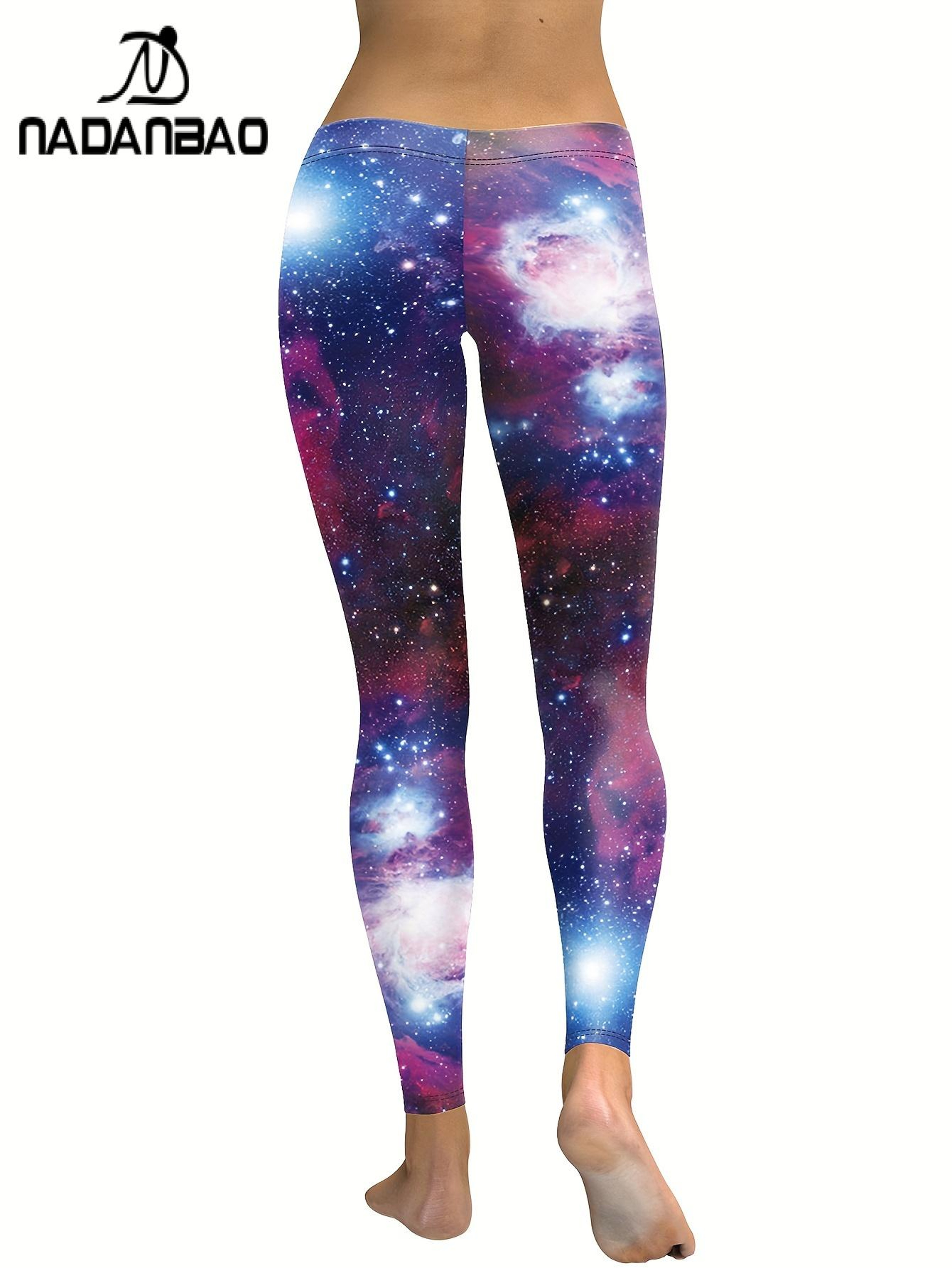 Womens Starry Sky Print Leggings MidRise Slim Fit Stretchy Yoga Pants 6