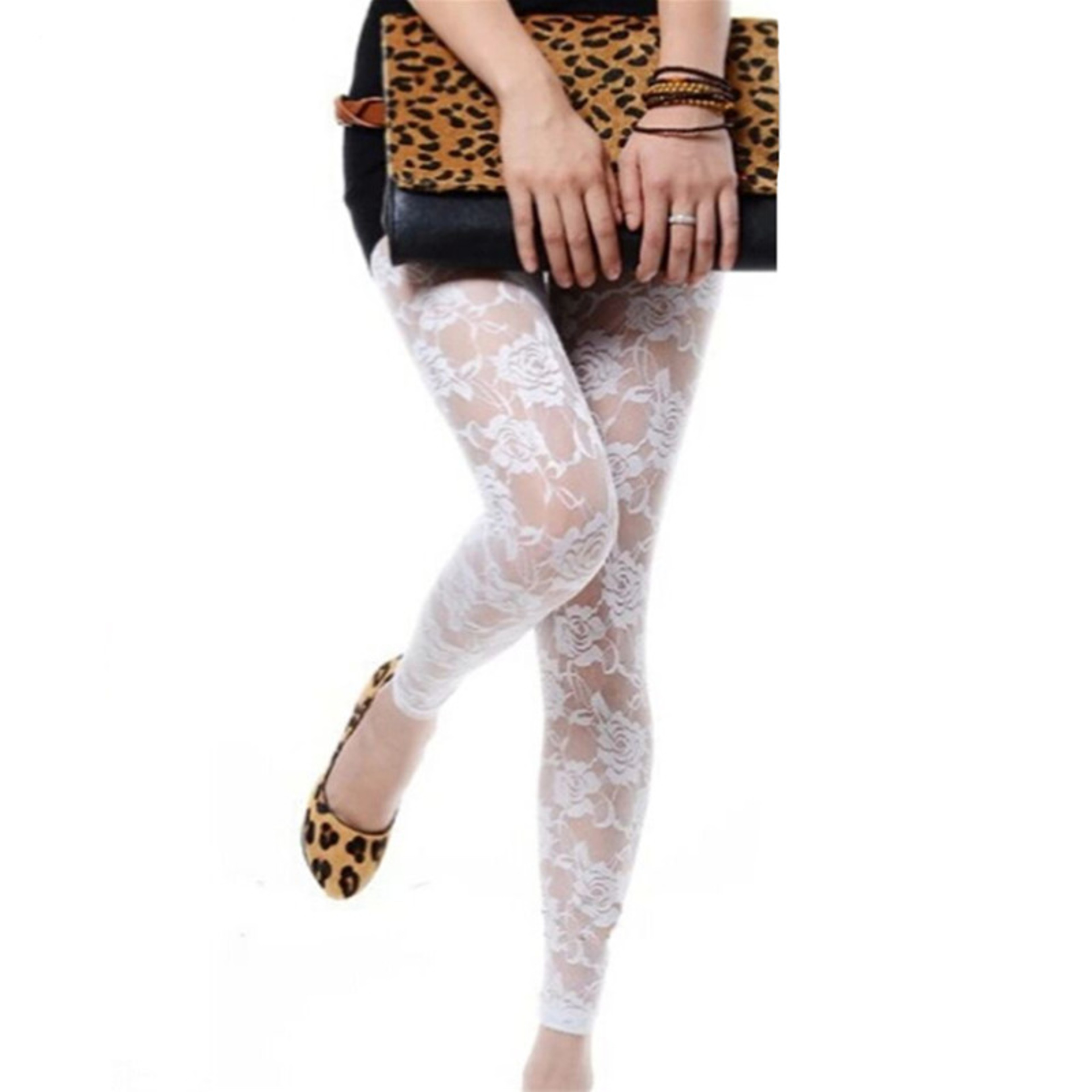 Women's Retro Lace Mesh Leggings – Mid-Waist Ankle-Length Summer Pants – view 2