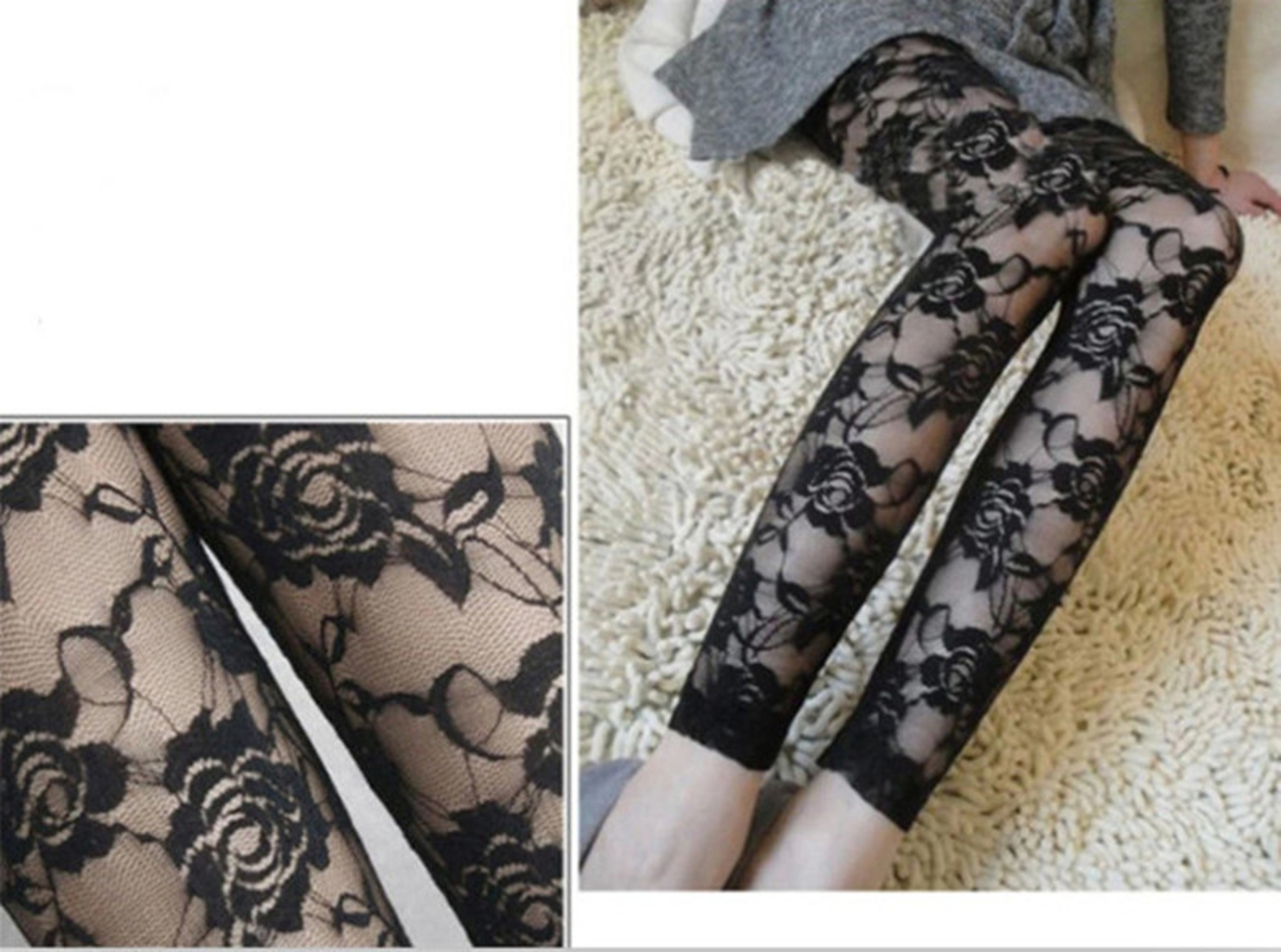 Women's Retro Lace Mesh Leggings – Mid-Waist Ankle-Length Summer Pants – view 6