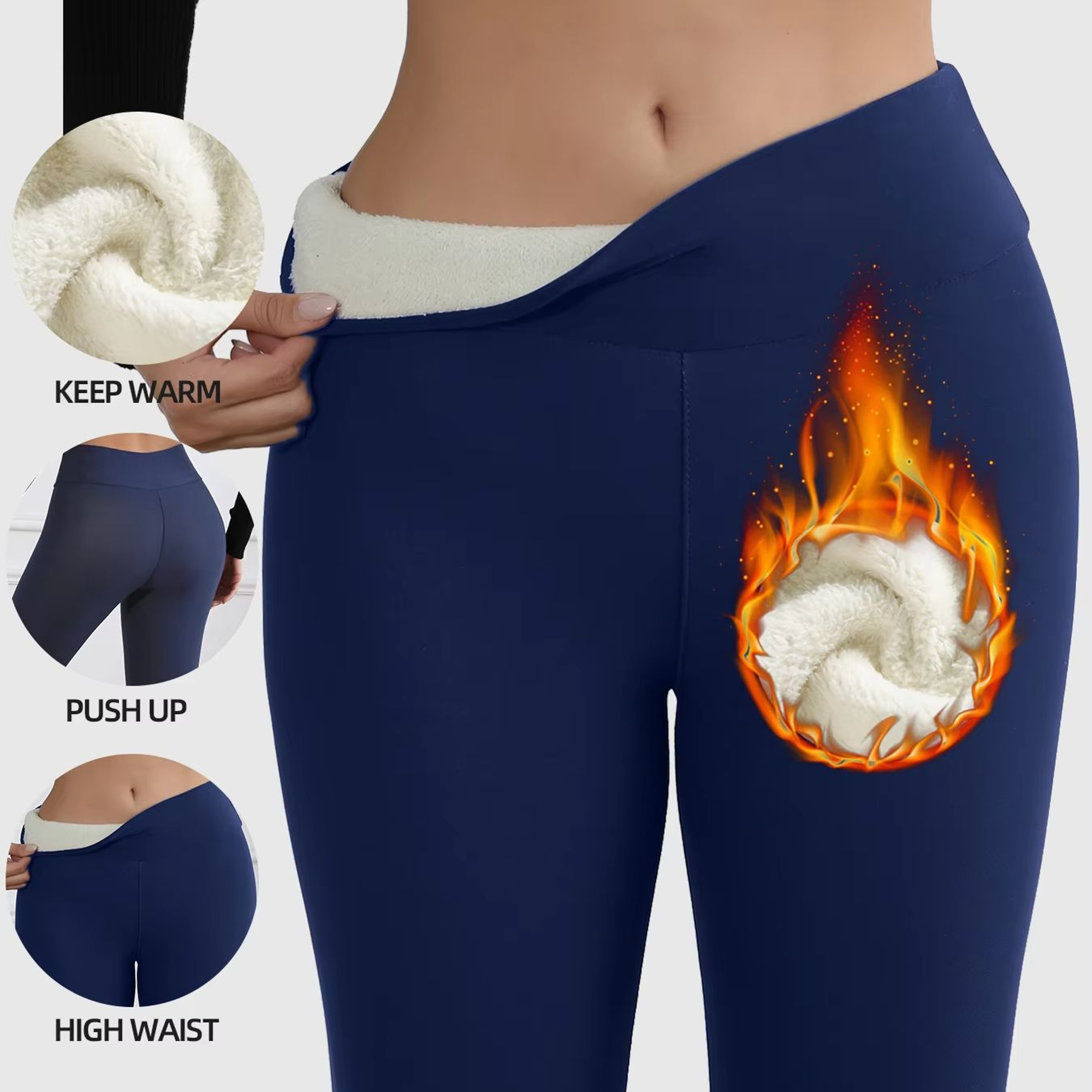 Womens High Waist Velvet Leggings  Stretchy AnkleLength Winter Tights 1