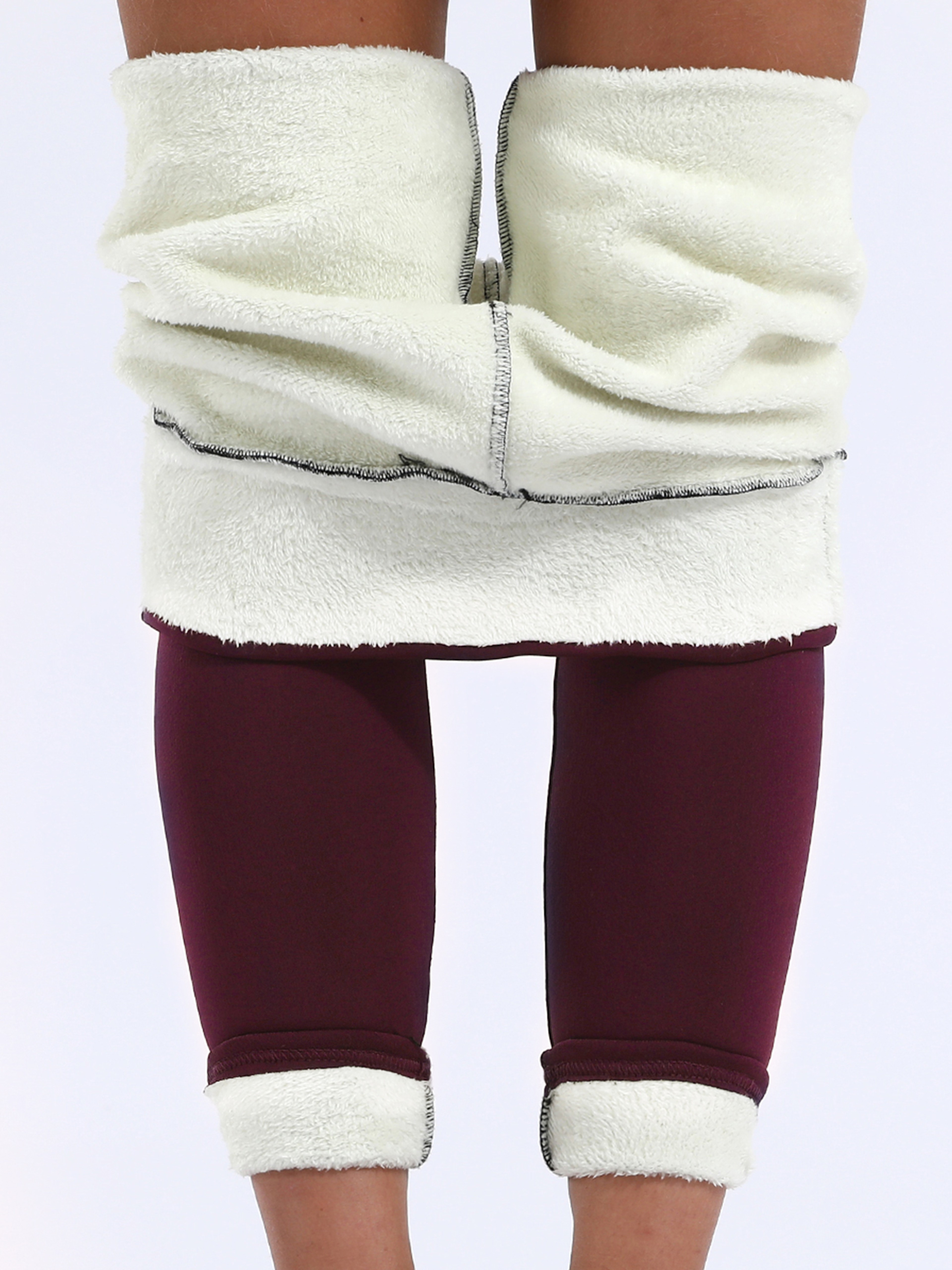 Womens High Waist Velvet Leggings  Stretchy AnkleLength Winter Tights 4