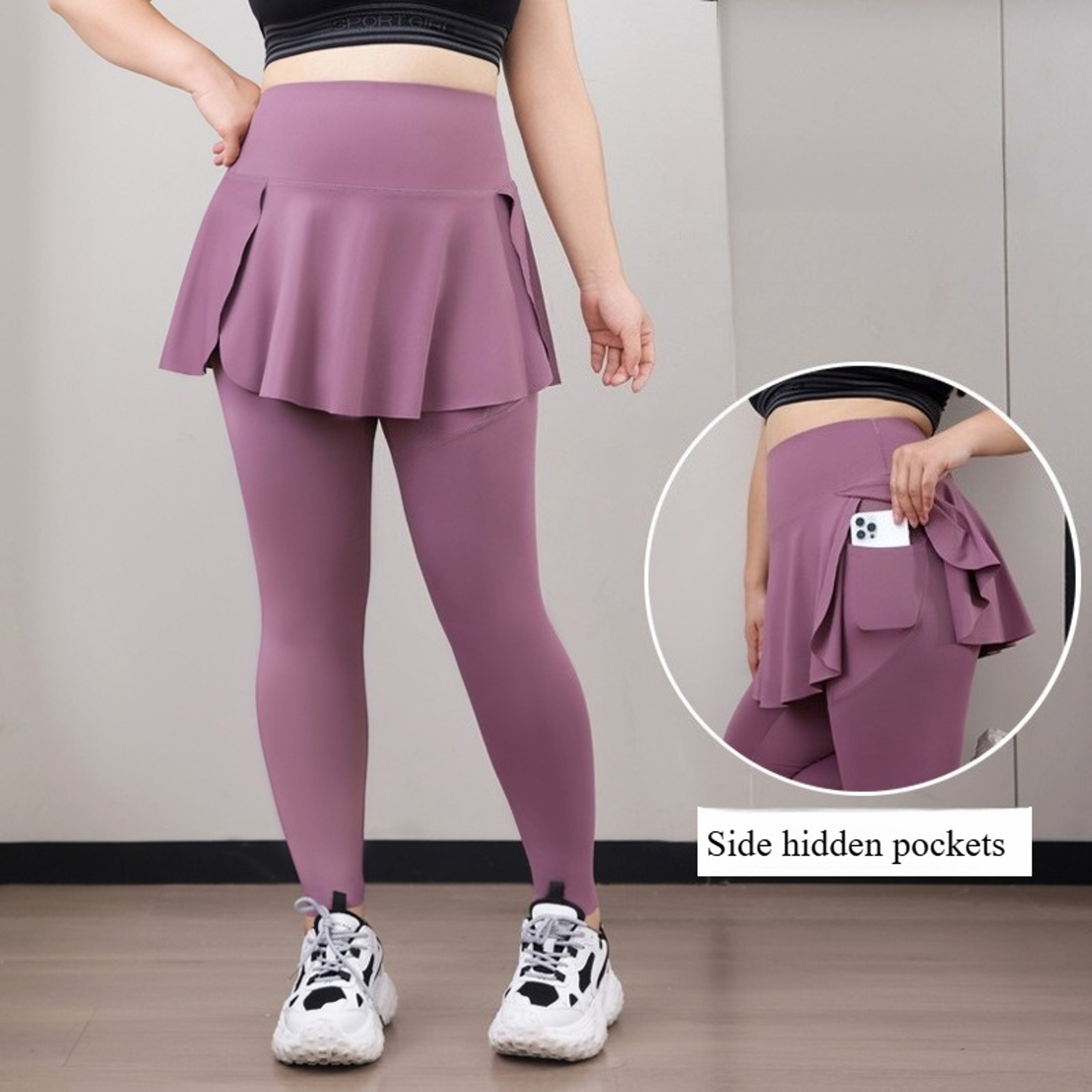 Plus Size HighWaisted Skirt Leggings For Women With Pockets And Stretch Fit 1