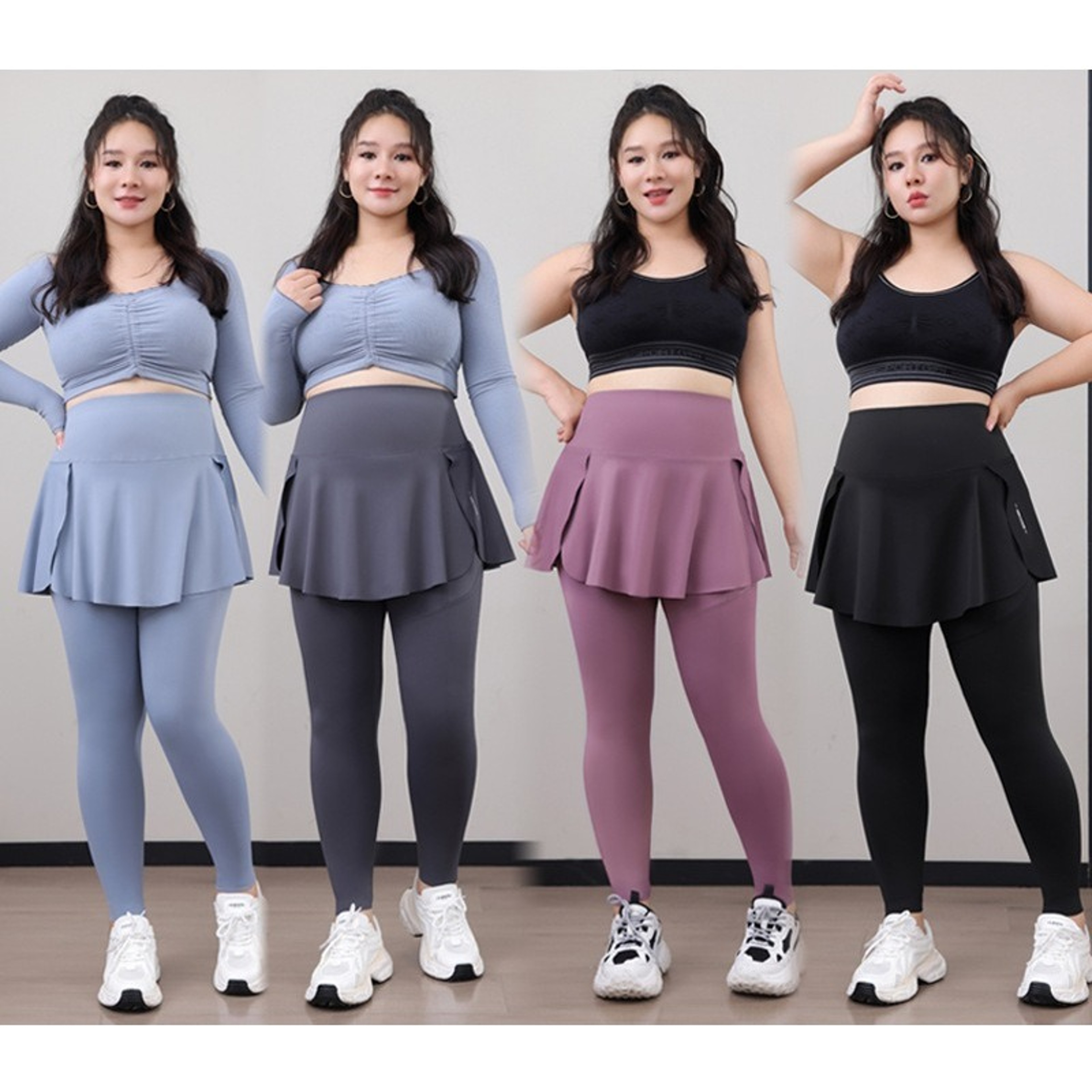 Plus Size HighWaisted Skirt Leggings For Women With Pockets And Stretch Fit 3