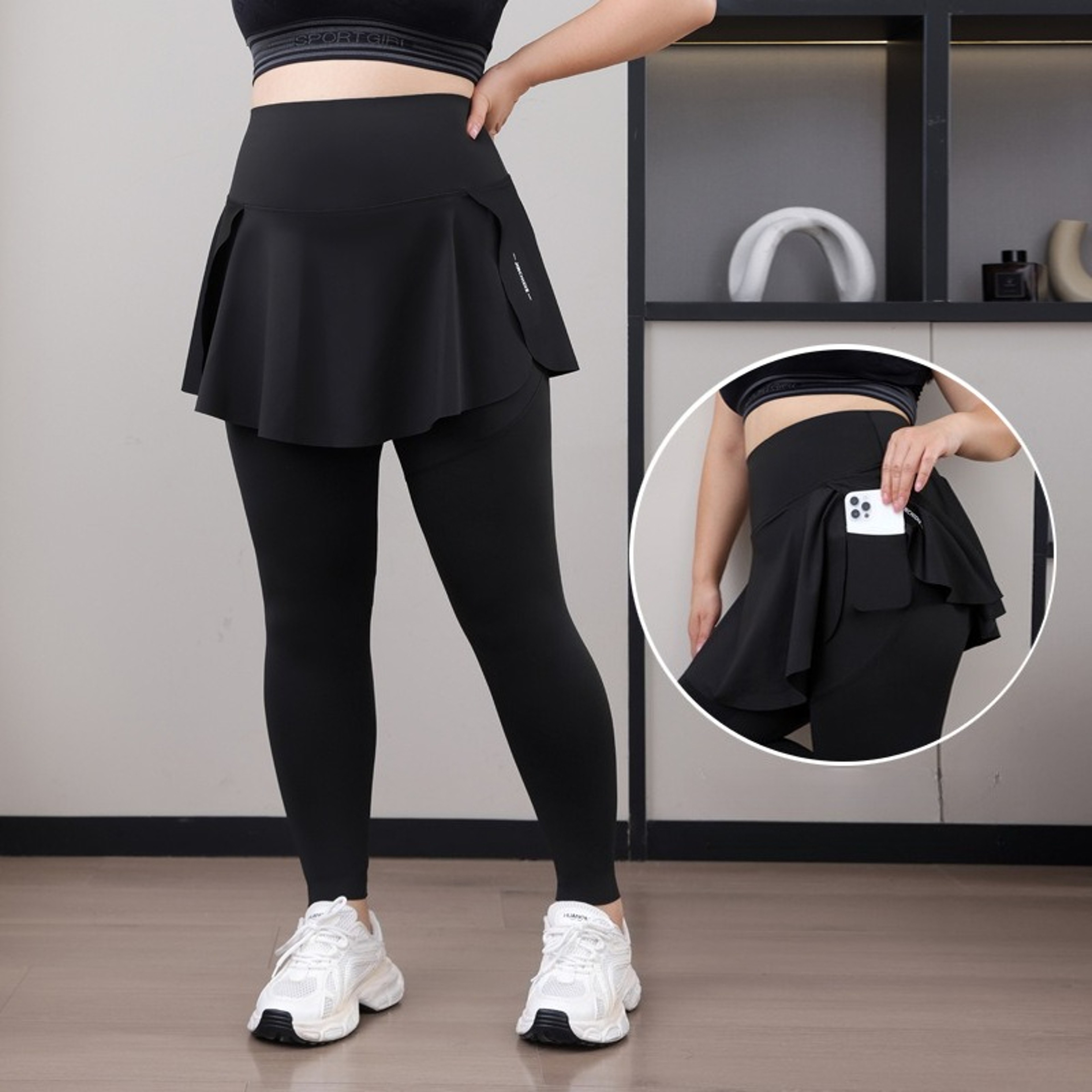 Plus Size HighWaisted Skirt Leggings For Women With Pockets And Stretch Fit 0
