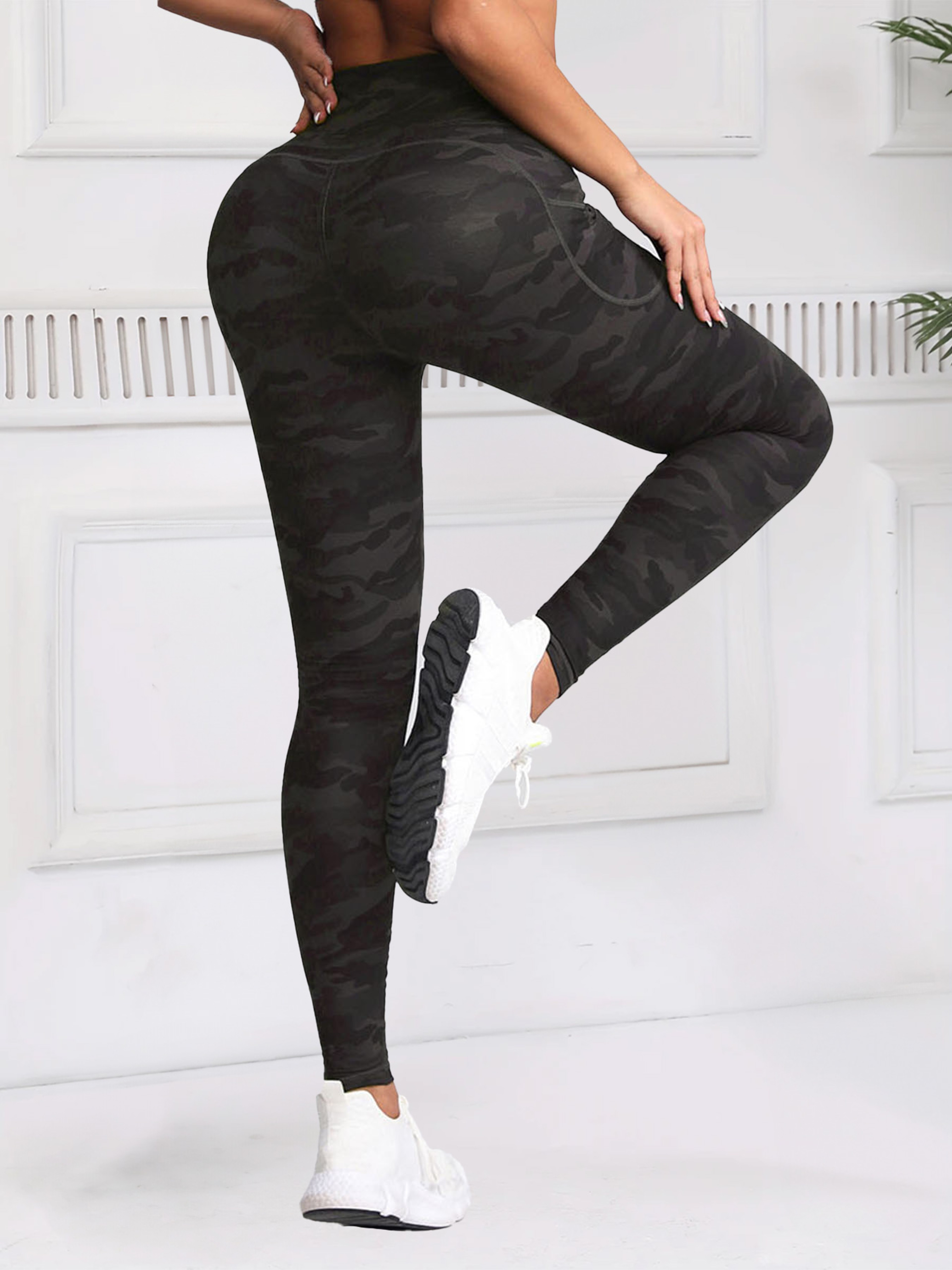 Womens High Waist Camouflage Leggings With Pockets For Running And Fitness 4