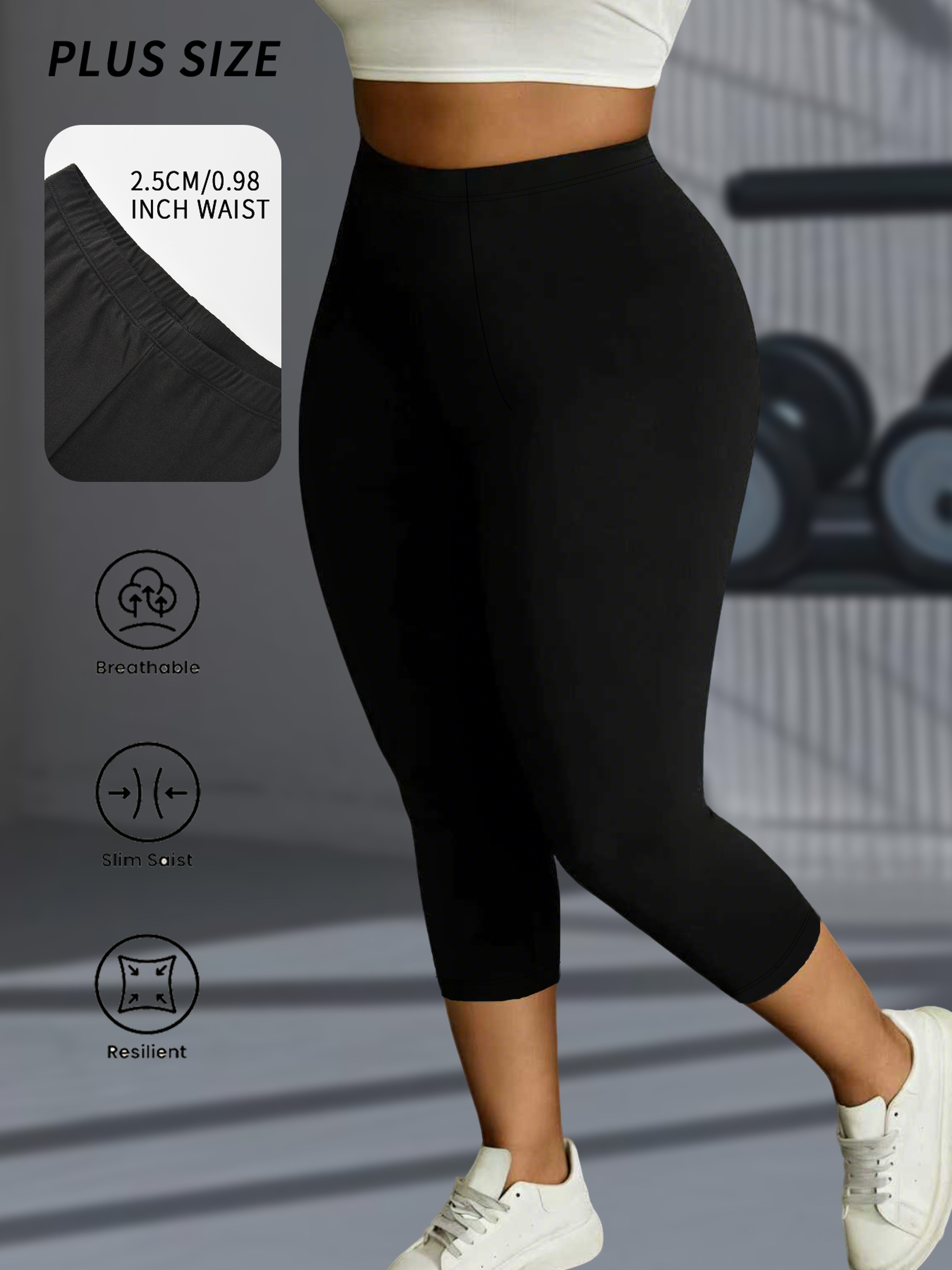 Plus Size Capri Yoga Leggings For Women Soft Stretch NonSeeThrough Workout Pants 8