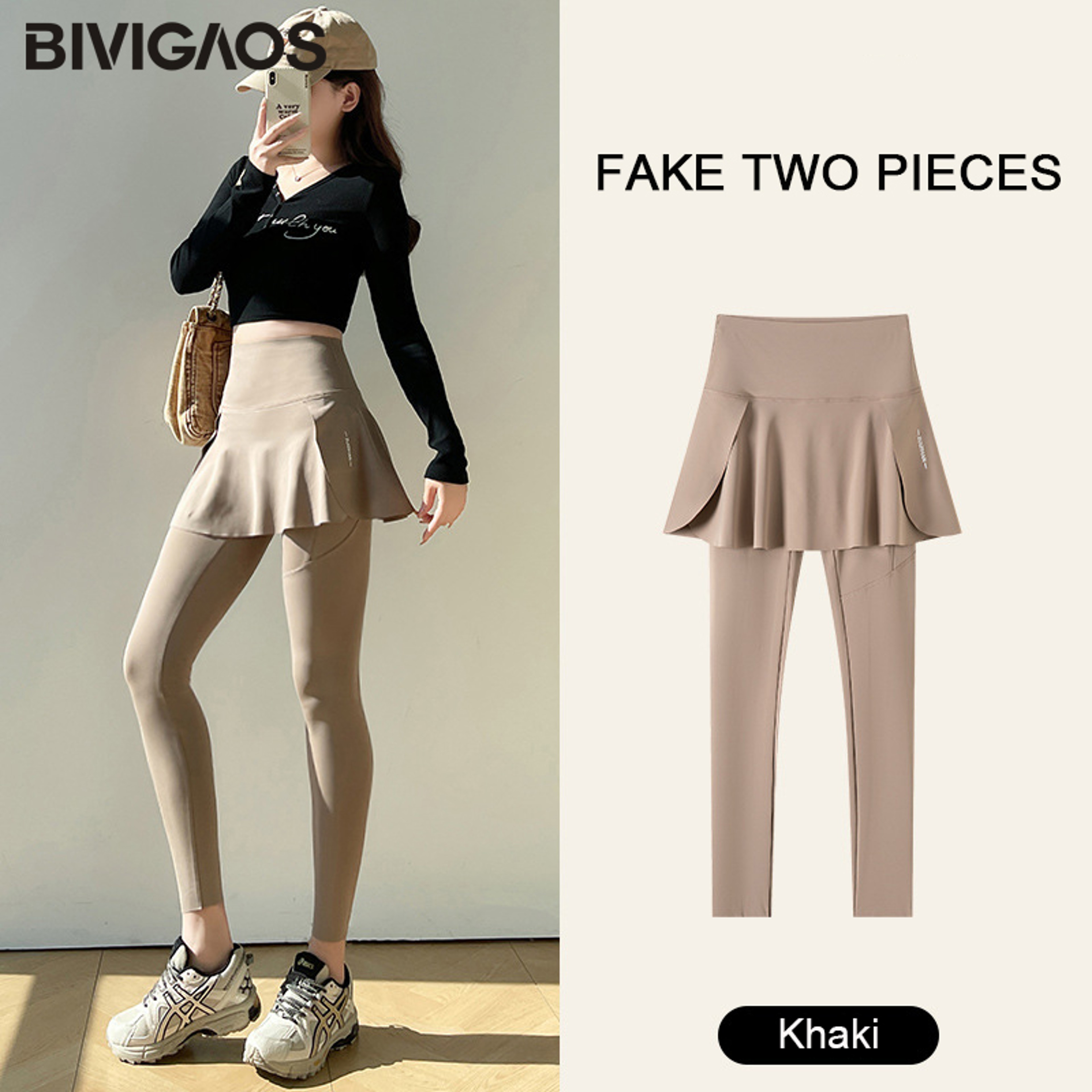 Womens High Waist Skirt Leggings With Seamless AnkleLength Yoga Pants 6