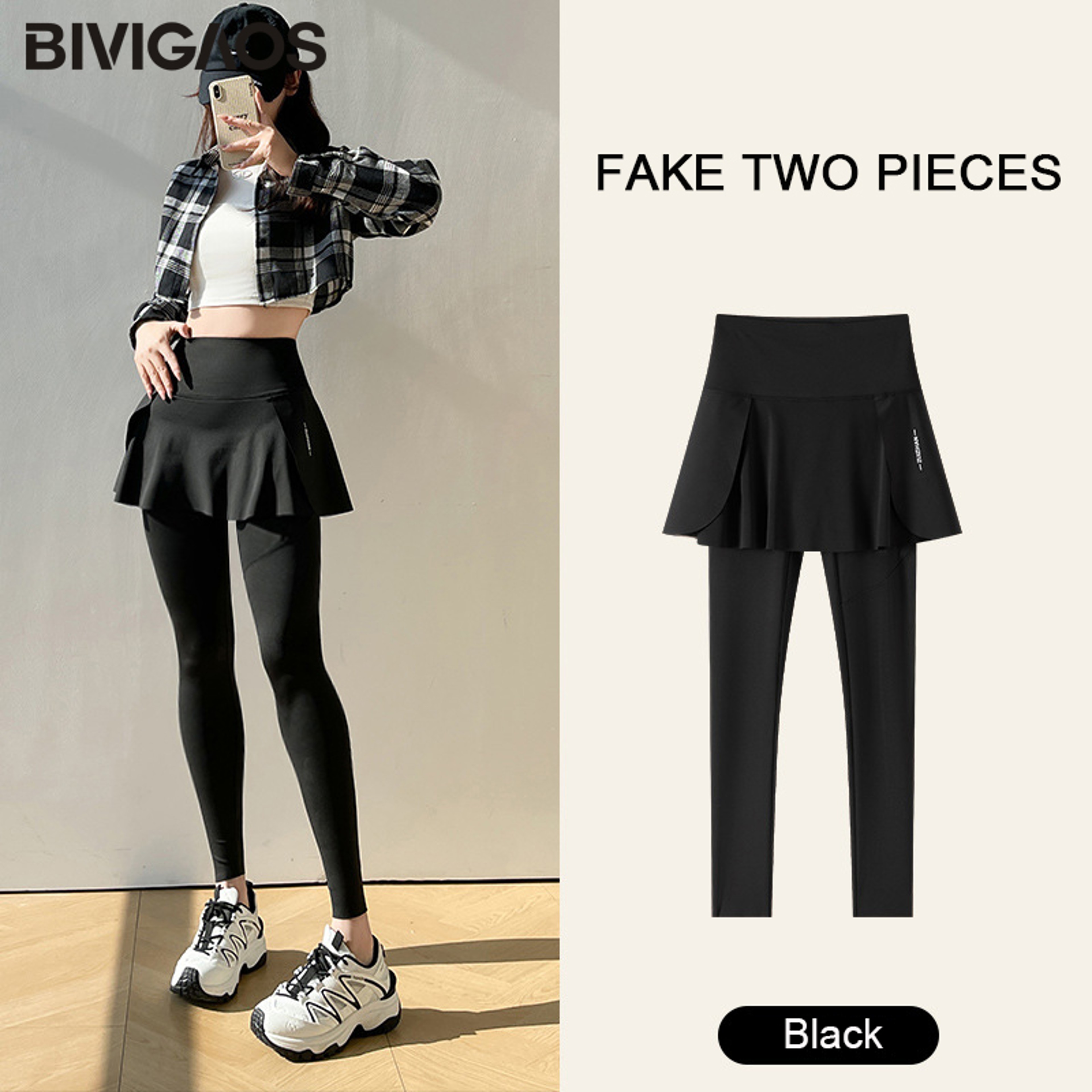 Womens High Waist Skirt Leggings With Seamless AnkleLength Yoga Pants 9
