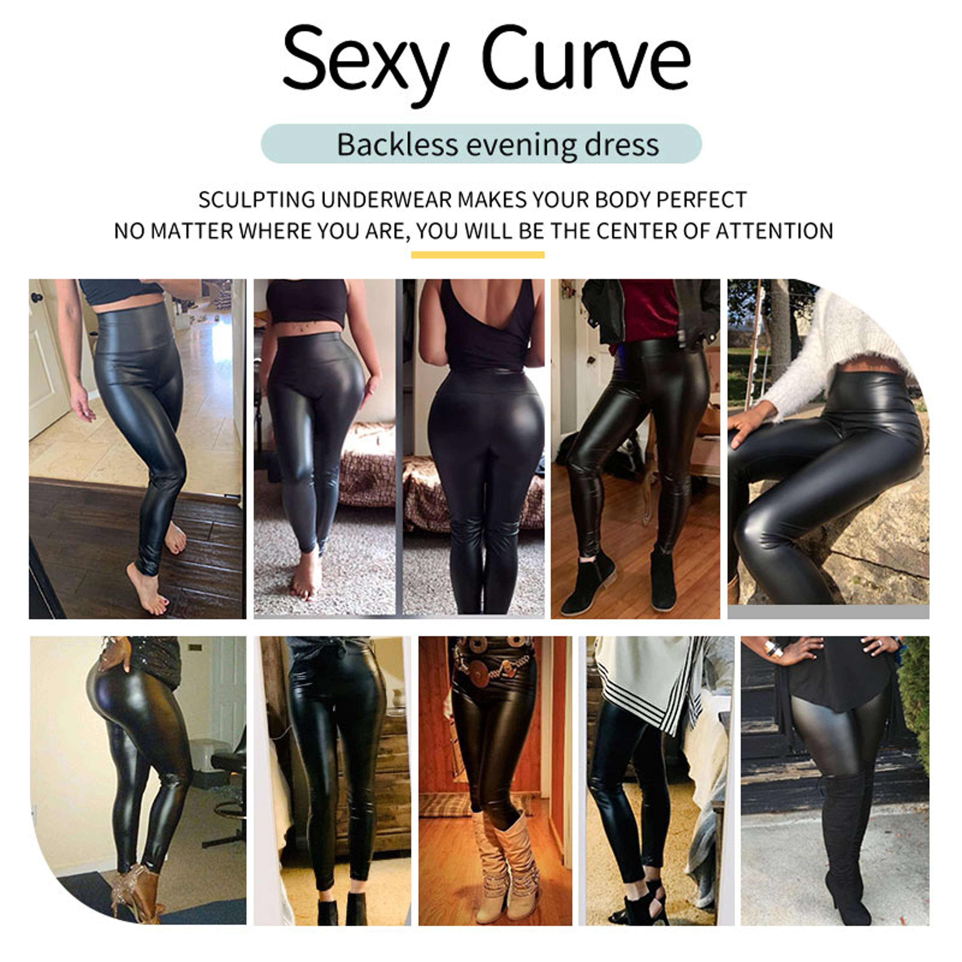 Womens High Waist Faux Leather Leggings With Stretch Fit And Butt Lifting Design 2