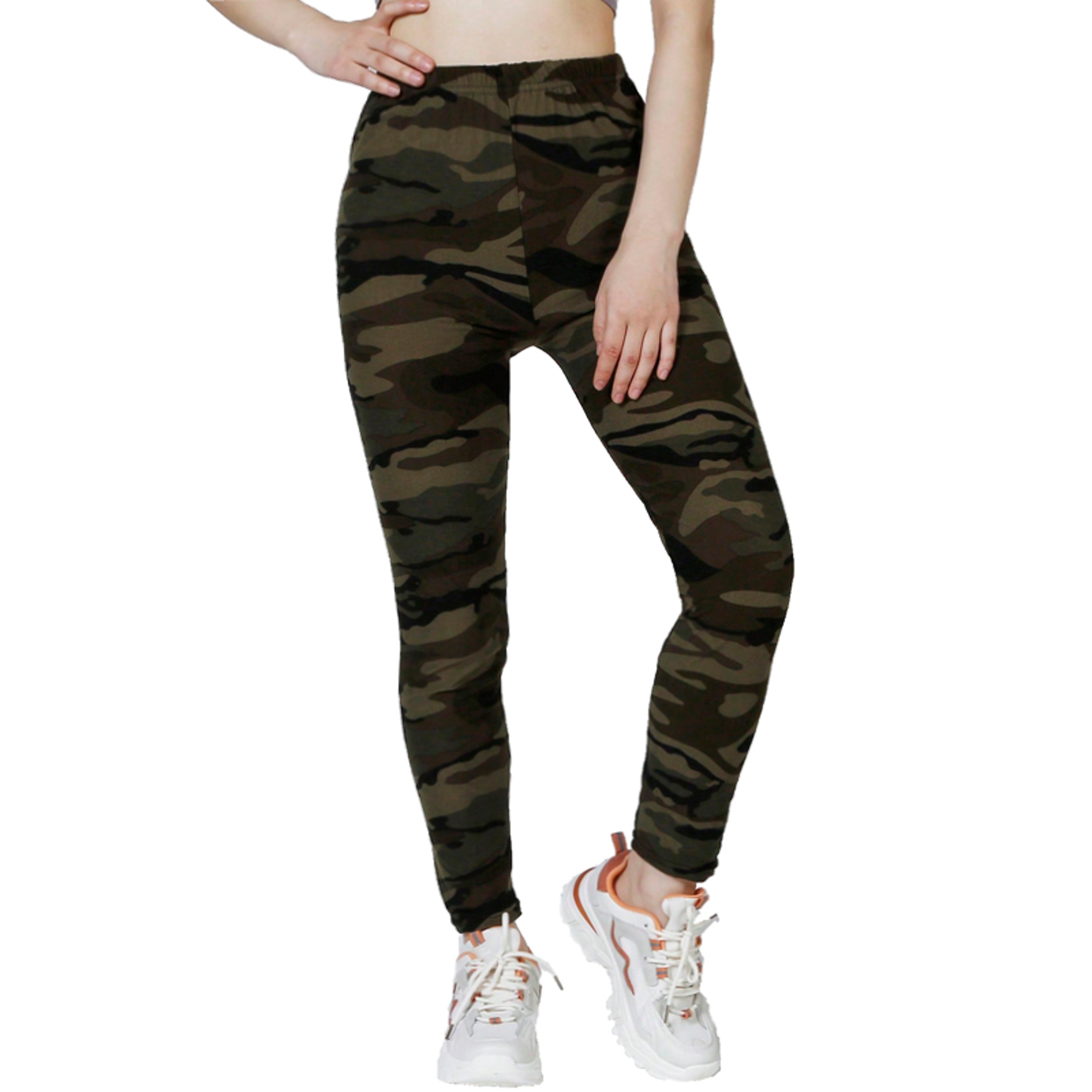 Women's Camouflage Print Leggings with Mid-Rise Waist and Stretch Fabric – view 3