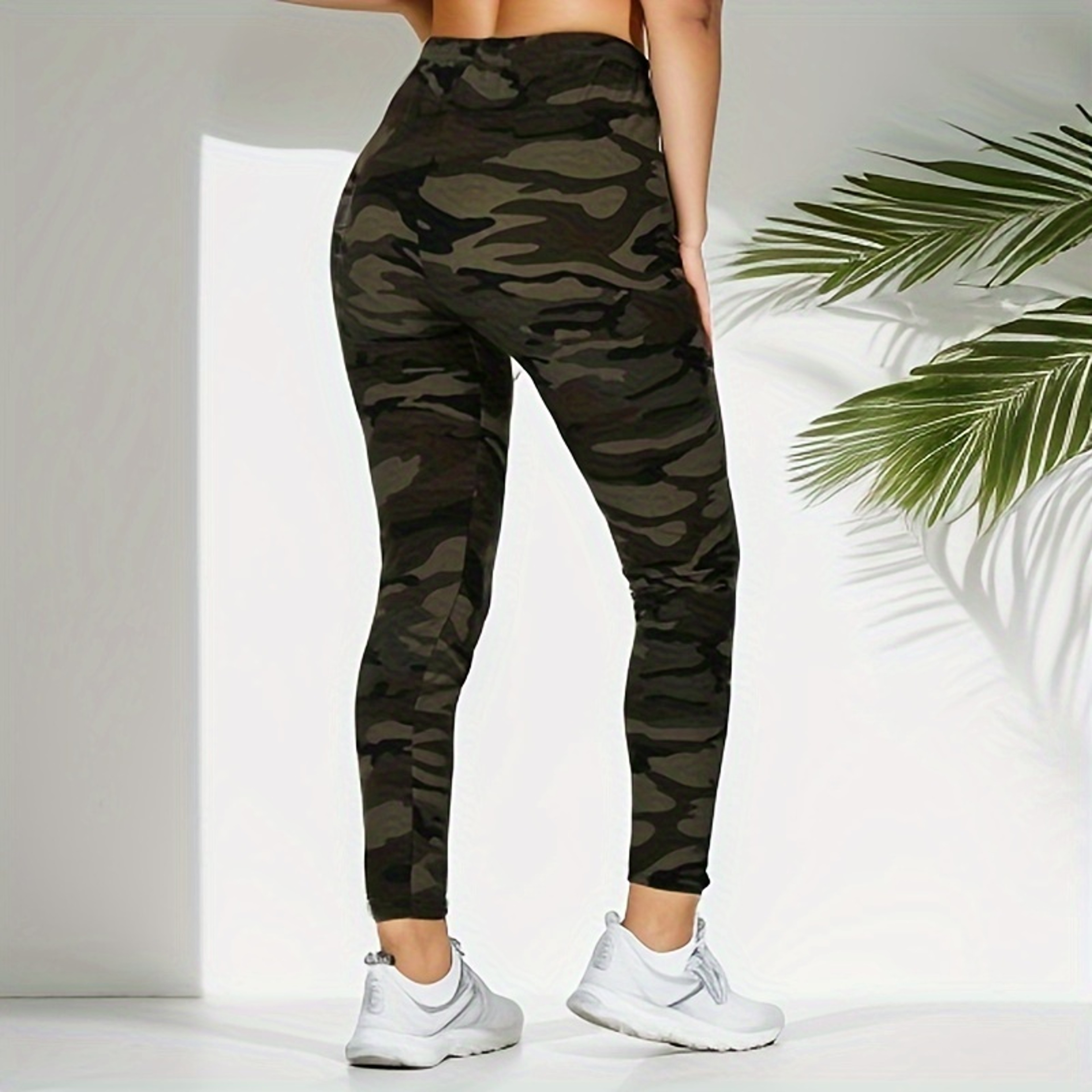 Women's Camouflage Print Leggings with Mid-Rise Waist and Stretch Fabric – view 6