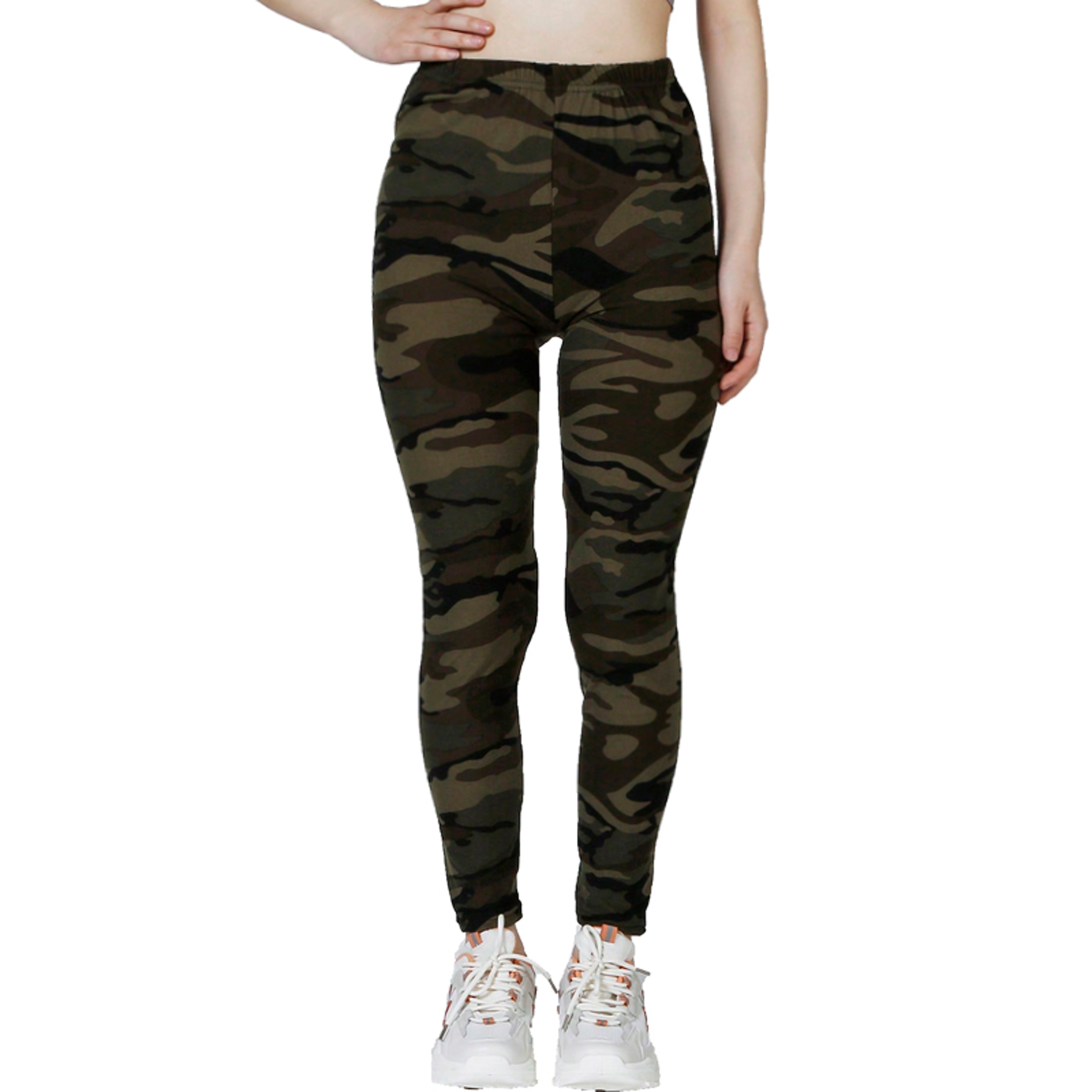Women's Camouflage Print Leggings with Mid-Rise Waist and Stretch Fabric – view 4