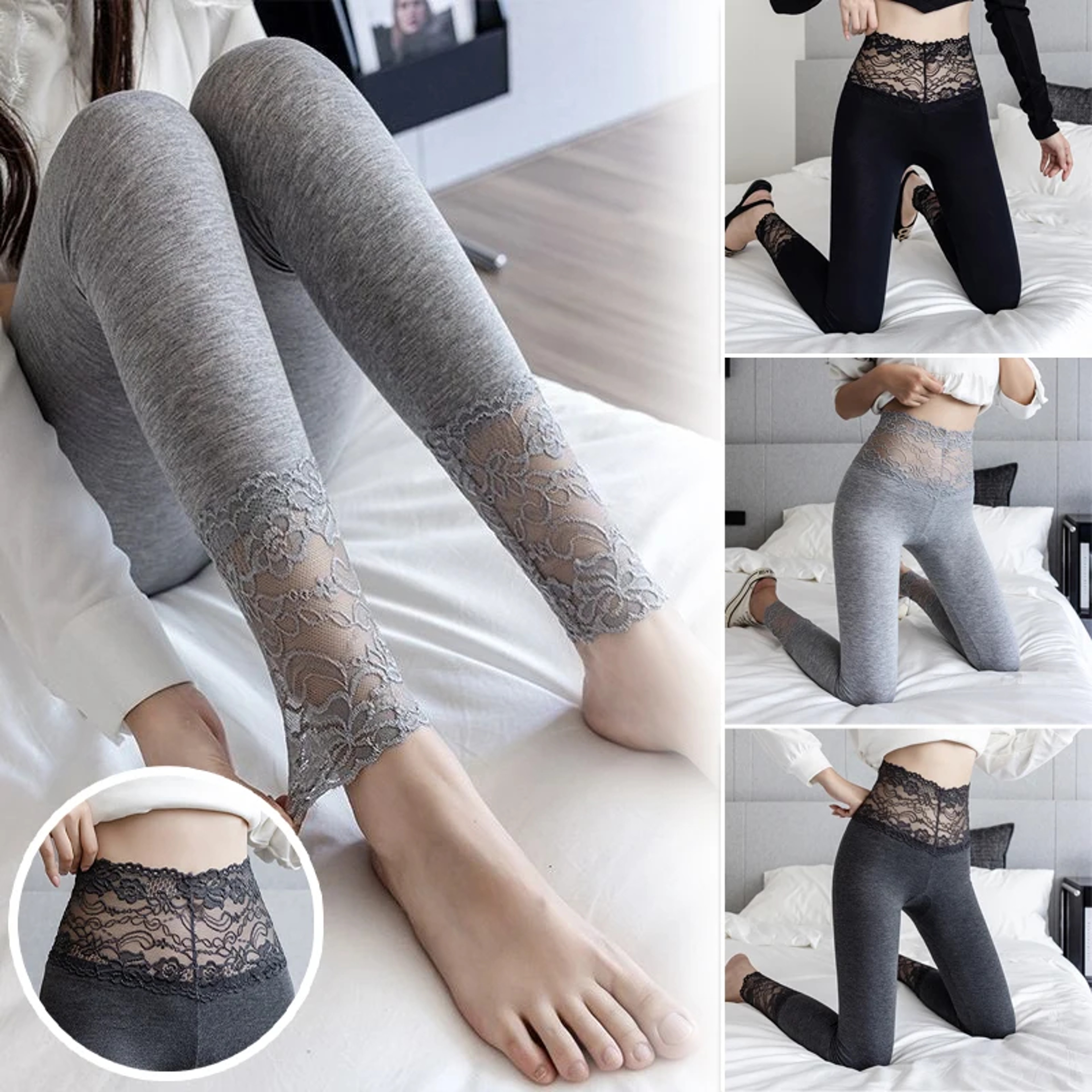 High Waisted Lace Trim Leggings For Women With Tummy Control And Butt Lifting Fit 1