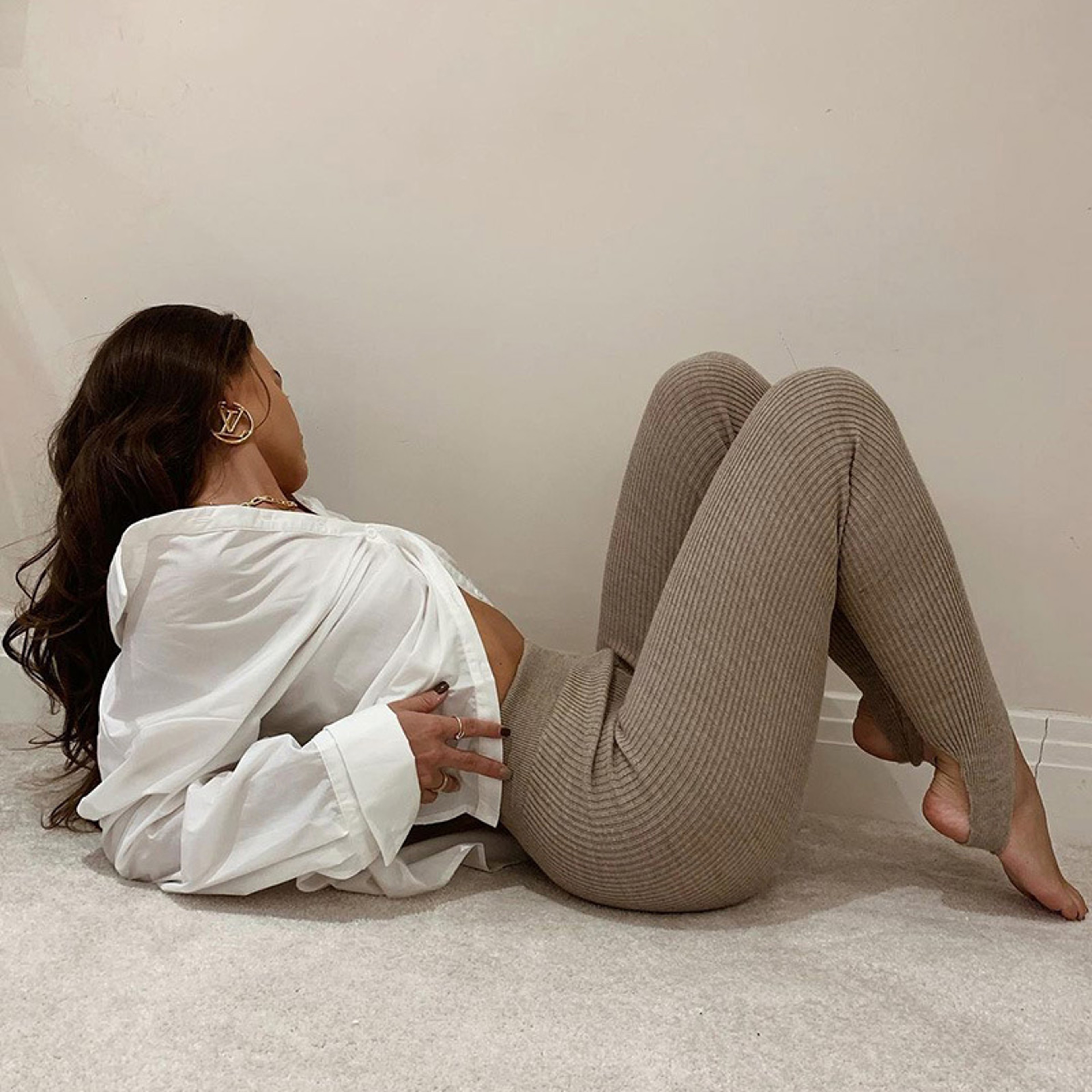 Womens High Waisted Ribbed Knit Leggings Stretchy Ankle Length Casual Pants 4